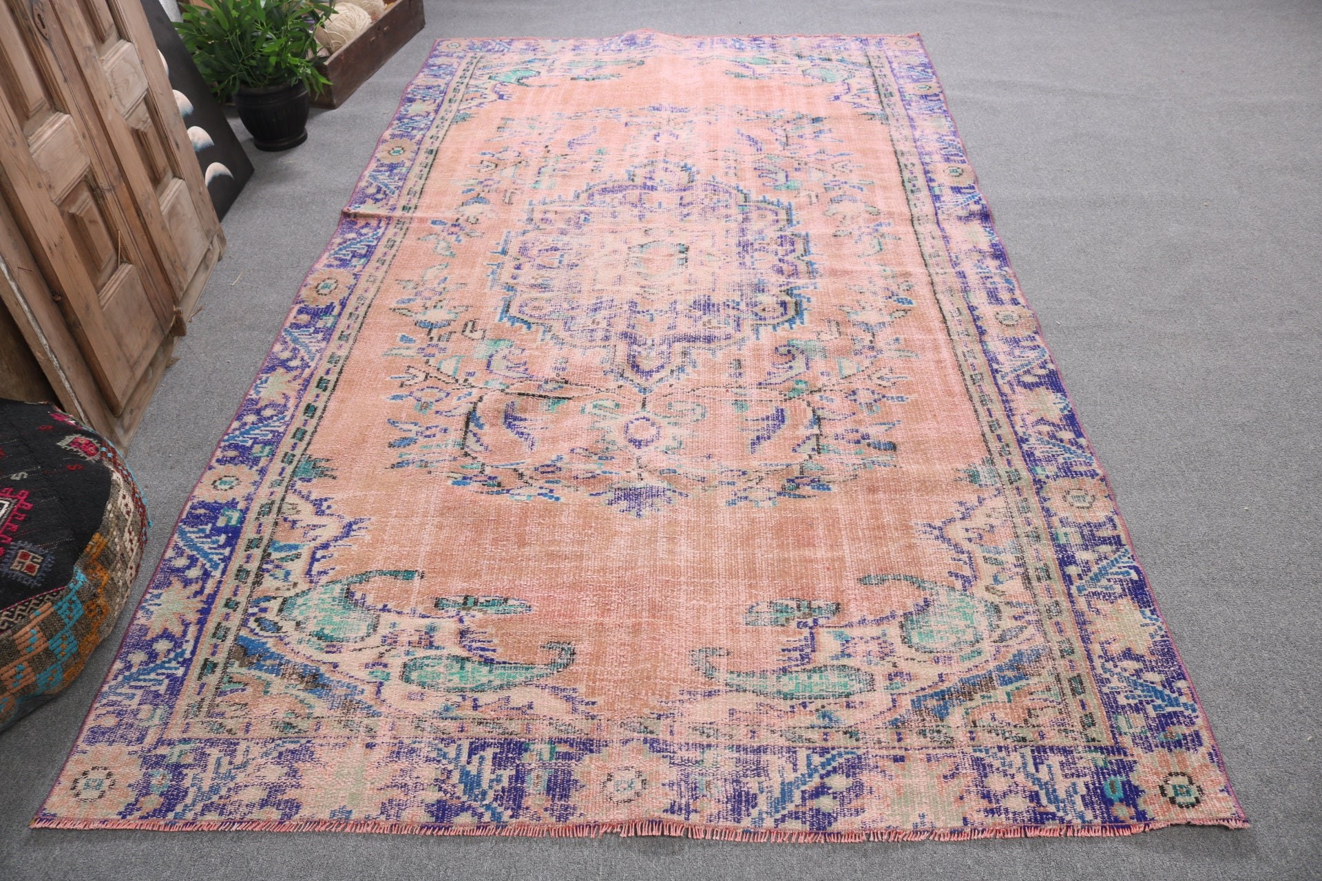 Oushak Halıları, Yemek Odası Halısı, 5,4x9,5 ft Büyük Halılar, Salon Halısı, Türk Halısı, Vintage Halılar, Yer Halısı, Havalı Halılar, Turuncu El Dokuma Halılar