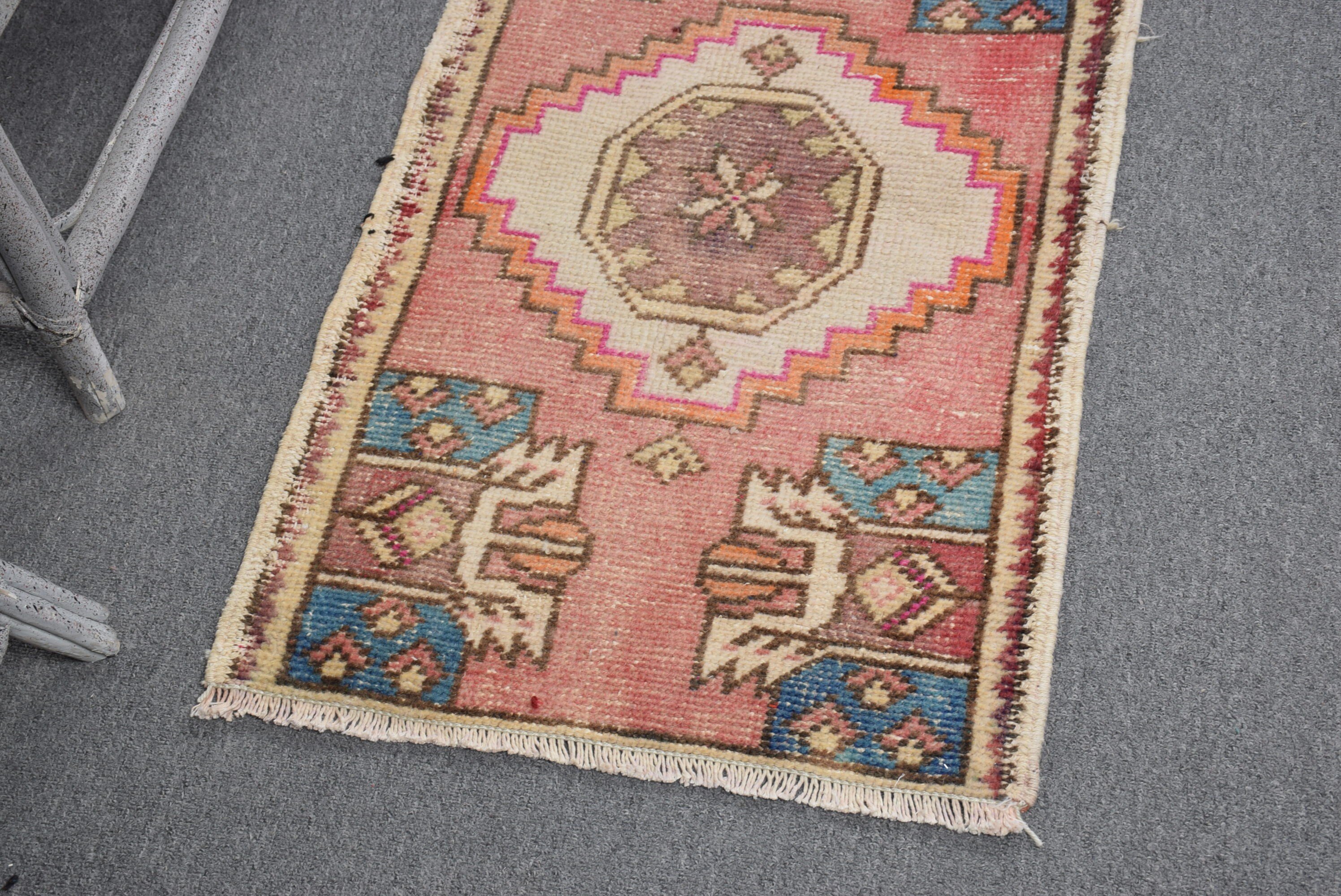 Door Mat Rugs, Pink  1.7x2.9 ft Small Rug, Wall Hanging Rug, Ethnic Rug, Vintage Rugs, Antique Rugs, Cool Rug, Turkish Rug