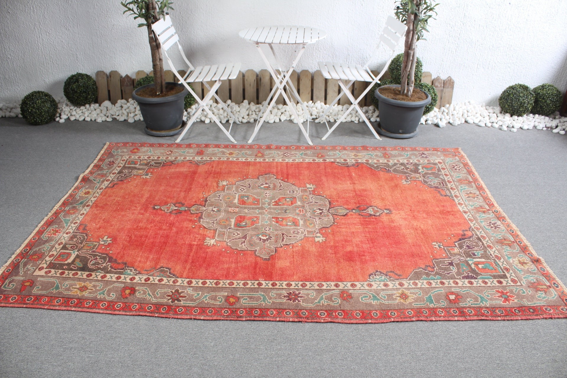 Bedroom Rugs, Turkish Rugs, Muted Rug, Antique Rug, 5.4x8.2 ft Large Rugs, Home Decor Rugs, Dining Room Rug, Red Floor Rug, Vintage Rugs