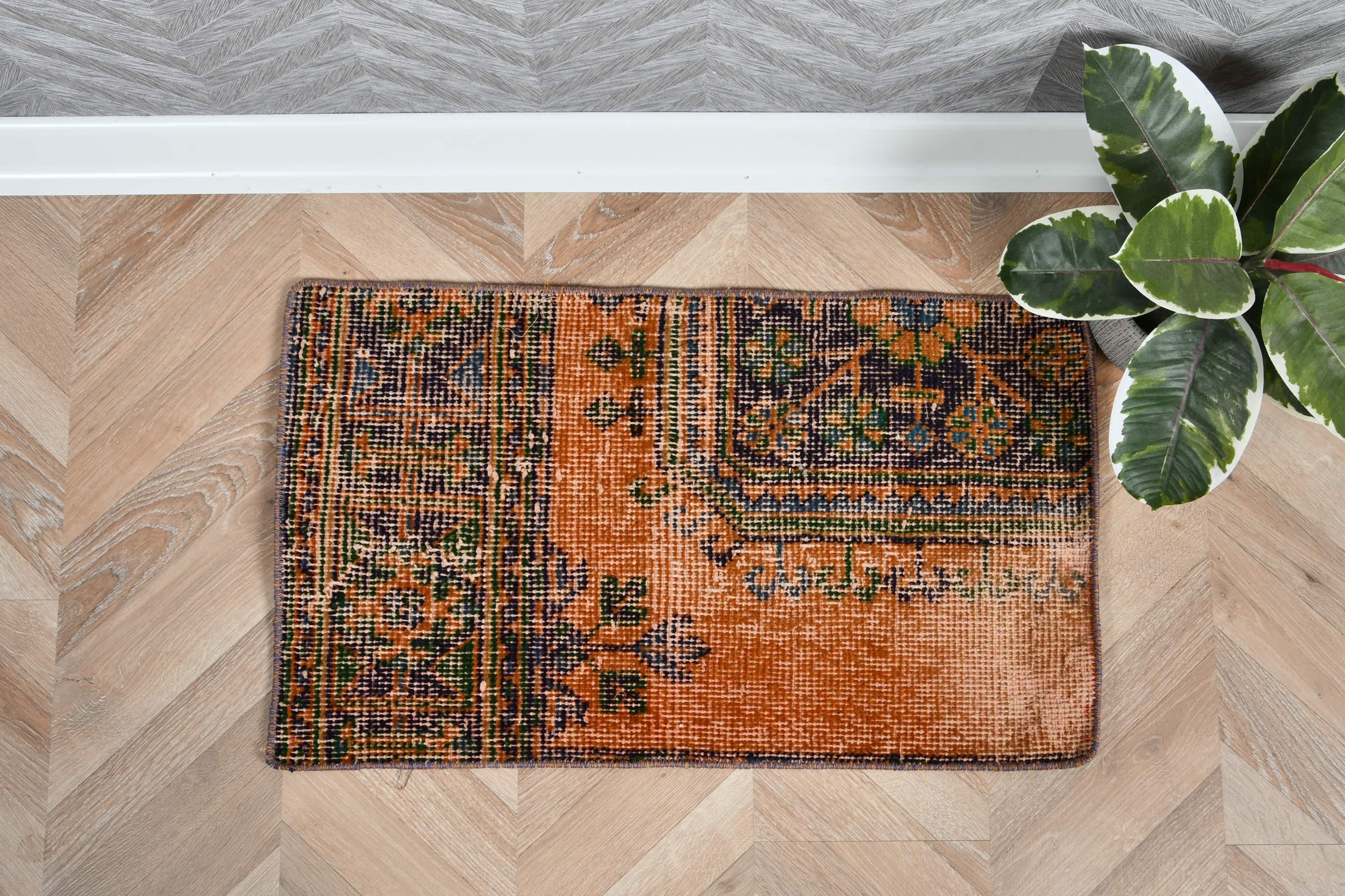 Custom Rug, Turkish Rugs, 1.3x2.3 ft Small Rugs, Nursery Rug, Vintage Rug, Orange Oushak Rug, Floor Rug, Wall Hanging Rugs, Home Decor Rugs