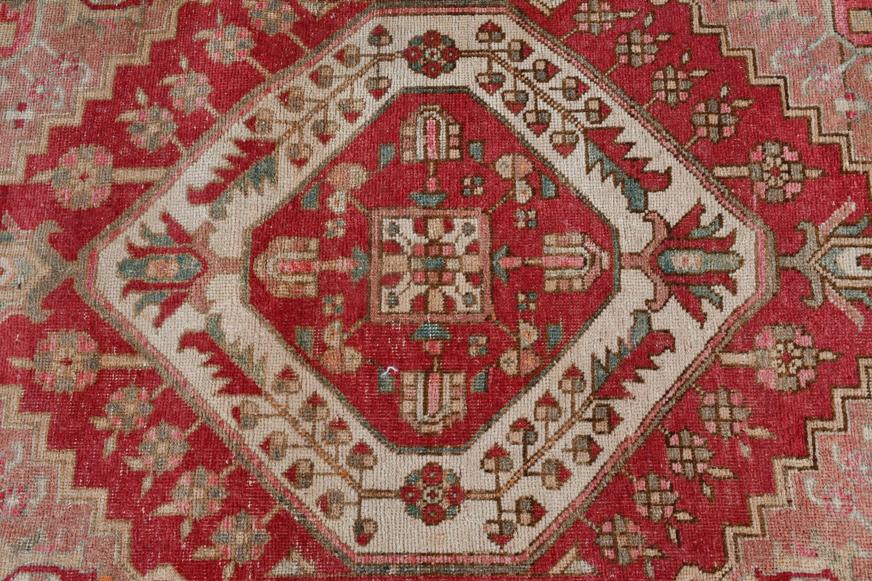 Turkish Rug, Antique Rug, Bright Rugs, Home Decor Rug, Corridor Rug, Red Bedroom Rugs, 3.9x11.2 ft Runner Rug, Kitchen Rug, Vintage Rugs