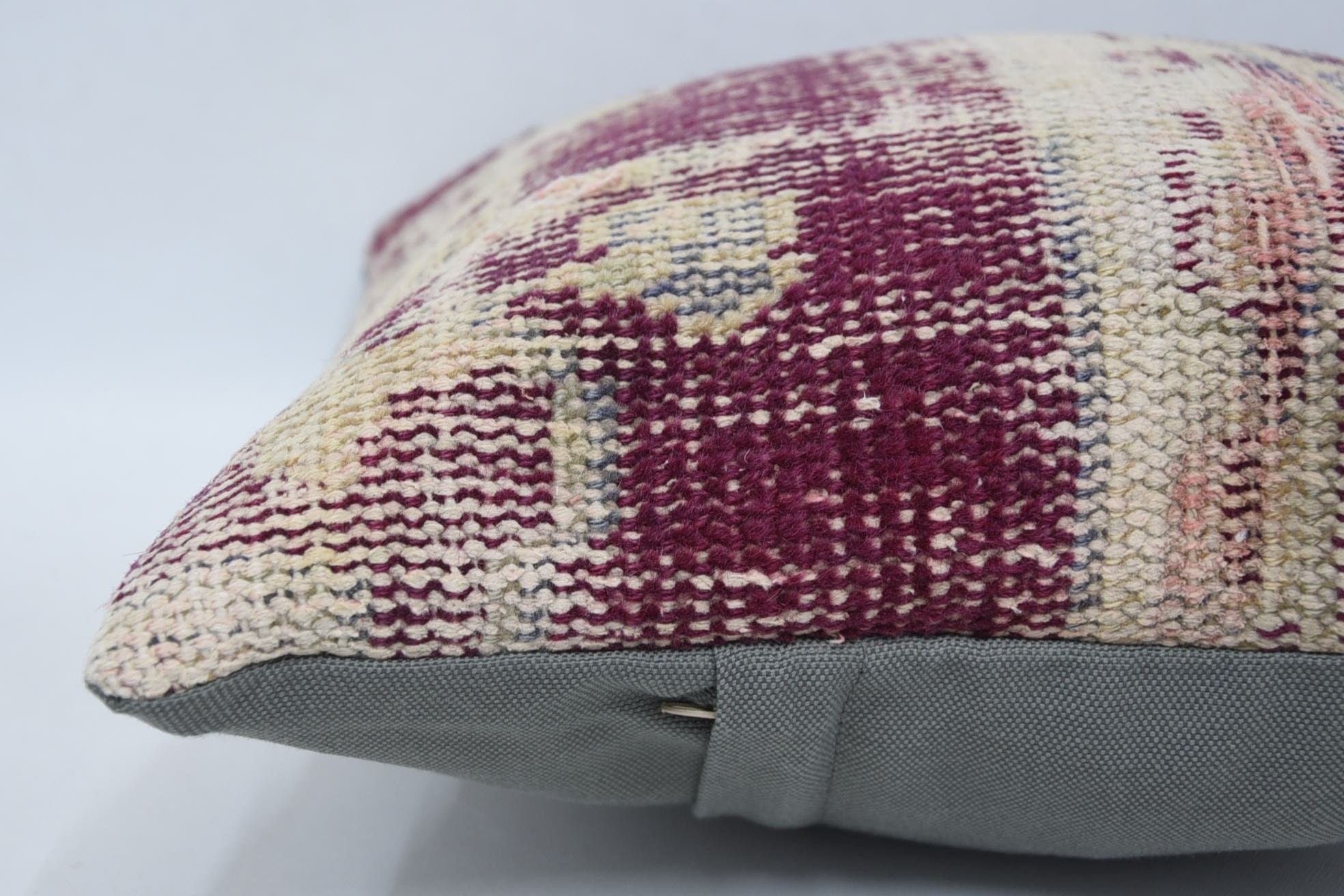 Vintage Kilim Pillow, Aesthetic Cushion Cover, Boho Pillow Sham Cover, 14"x14" Purple Pillow Sham, Home Decor Pillow