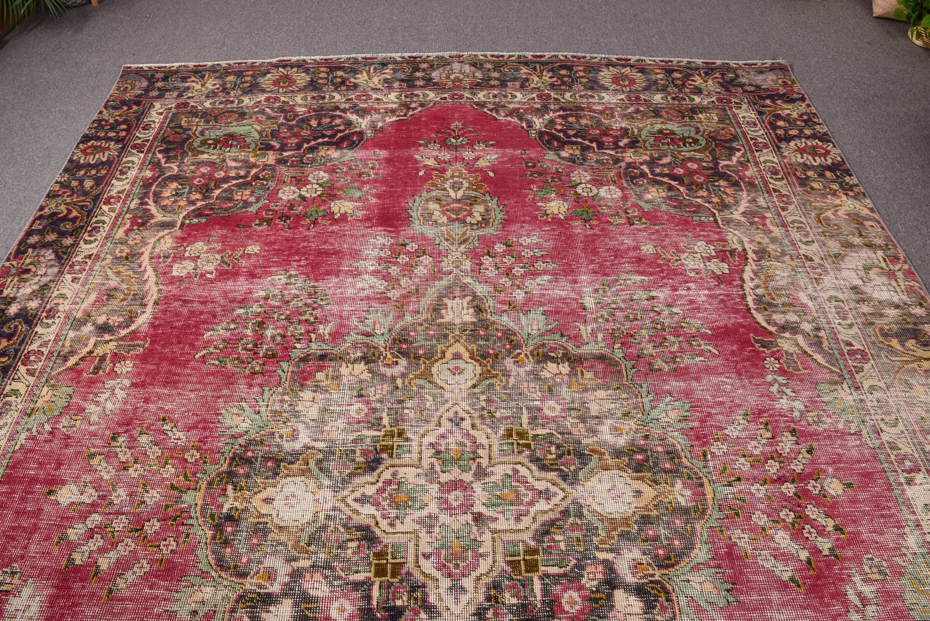 Salon Halısı, Fas Halıları, Oturma Odası Halıları, Vintage Halı, Türk Halıları, Kırmızı 7.6x11.2 ft Büyük Boy Halı, Bildiri Halısı