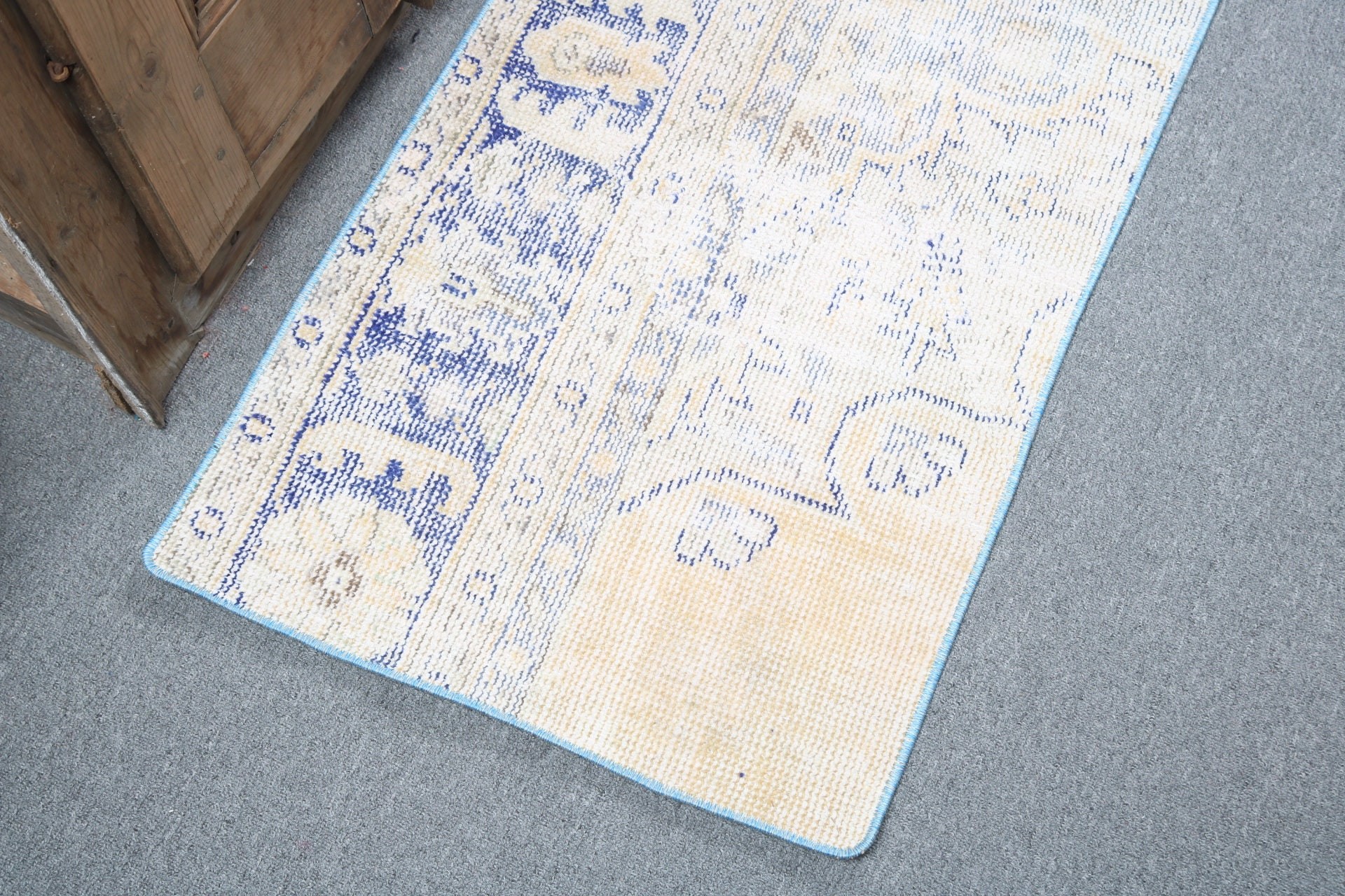 Vintage Rug, Flatweave Rugs, Boho Rug, Door Mat Rug, 1.9x3.8 ft Small Rug, Beige Bedroom Rugs, Neutral Rugs, Rugs for Nursery, Turkish Rugs