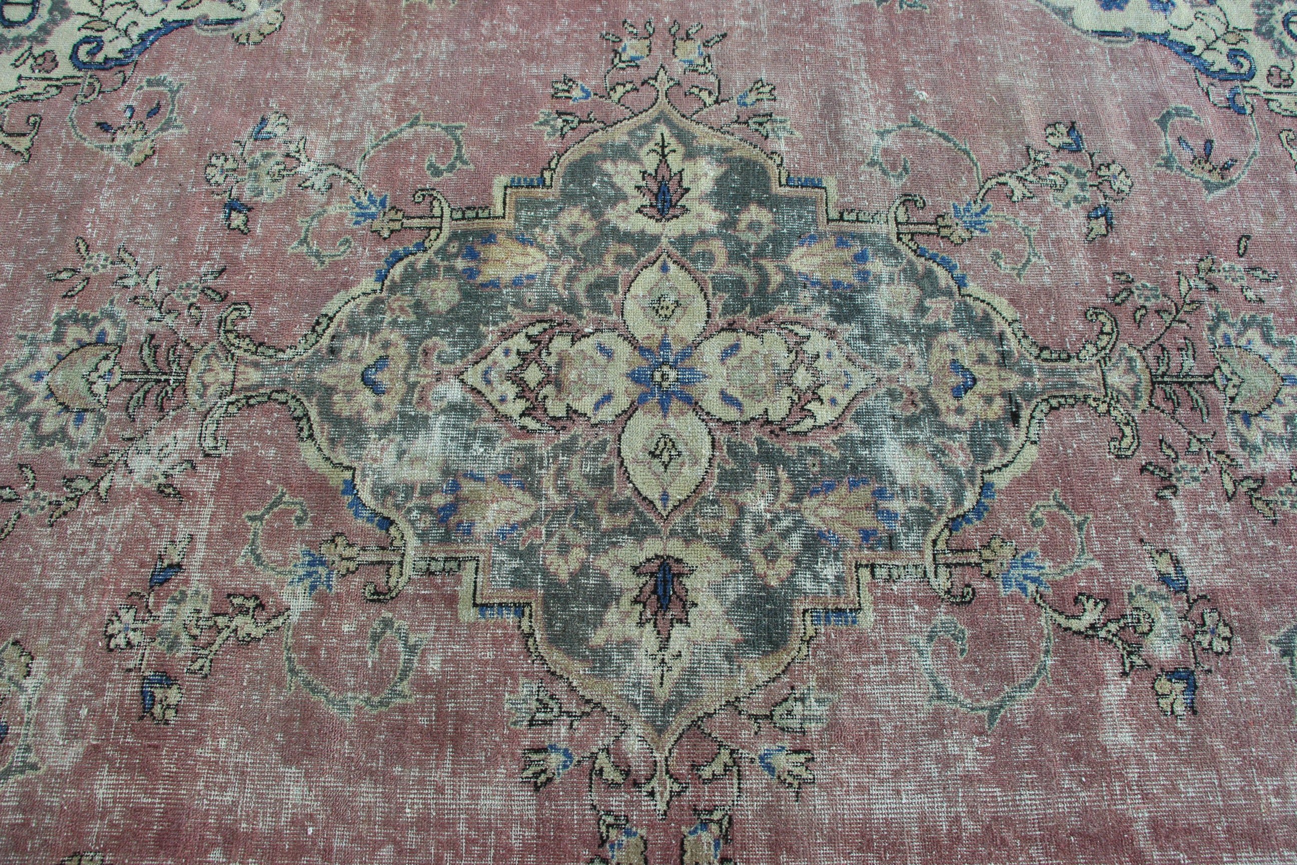 Oryantal Halı, Ev Dekor Halıları, Vintage Halılar, Dış Mekan Halısı, 7x9.4 ft Büyük Halı, Pembe Düz Dokuma Halı, Büyük Vintage Halı, Salon Halısı, Türk Halısı