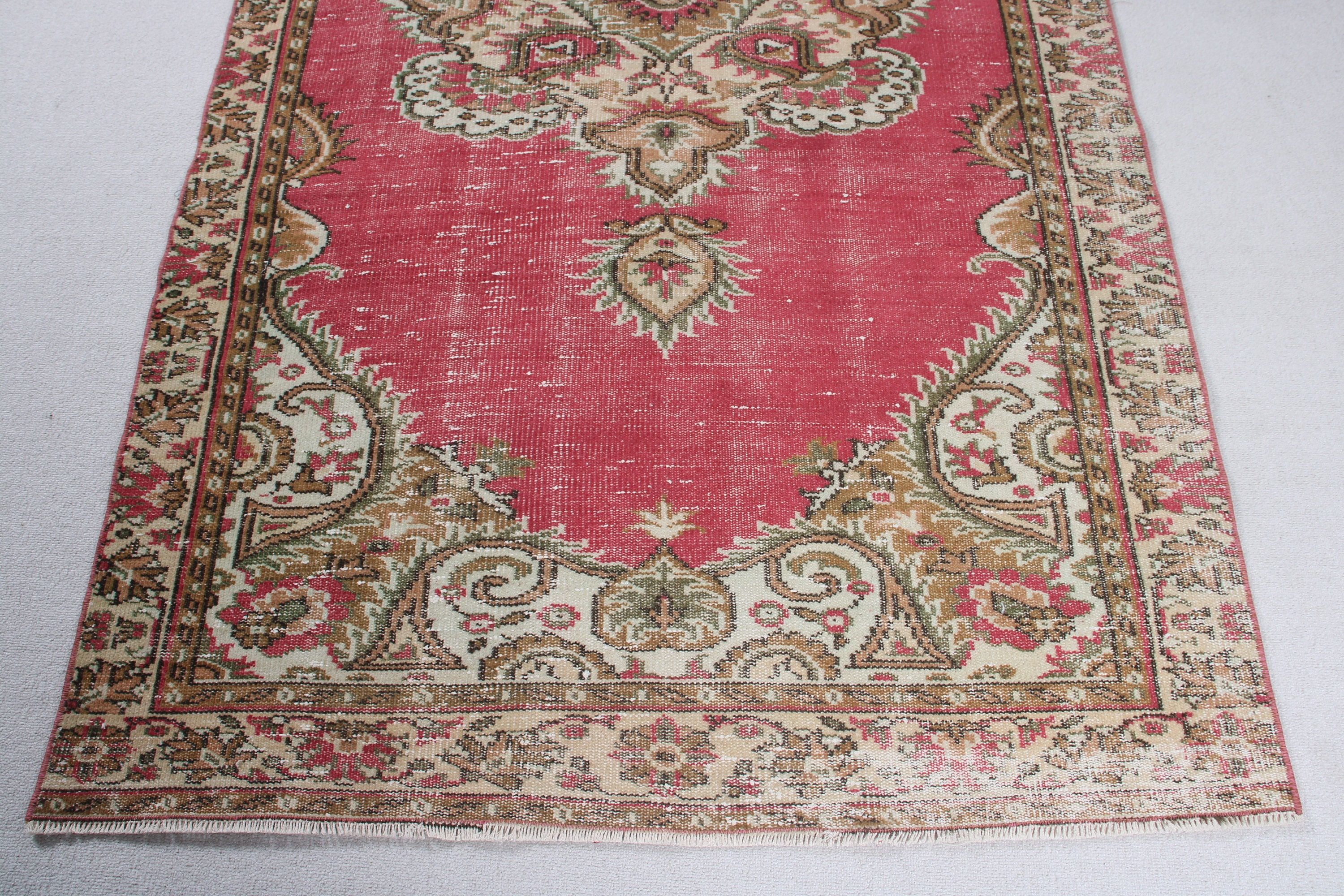 Vintage Rugs, 4.2x7.7 ft Area Rugs, Living Room Rugs, Indoor Rug, Bedroom Rug, Floor Rug, Turkish Rug, Statement Rug, Pink Anatolian Rugs