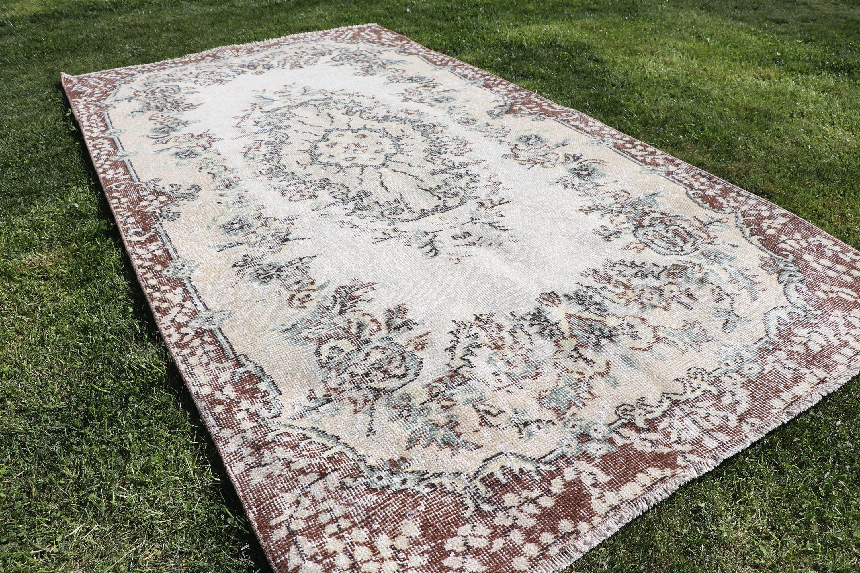 Fas Halıları, 3,8x6,9 ft Alan Halısı, Türk Halısı, Vintage Halılar, Bohem Halısı, Bej Anadolu Halısı, Boho Bölge Halısı, Yer Halısı, Yatak Odası Halısı