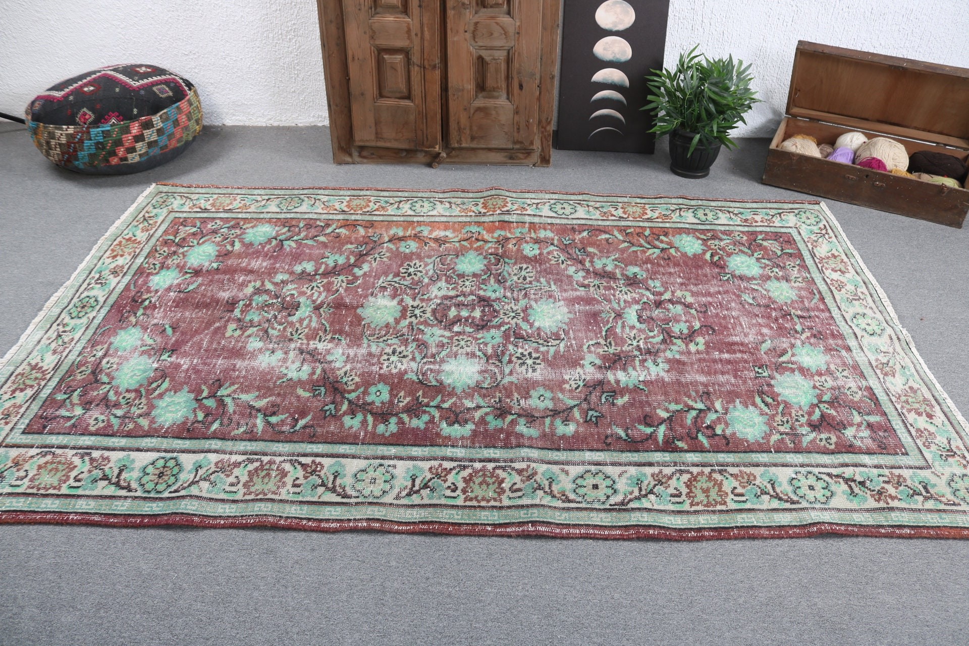 Büyük Vintage Halılar, Yemek Odası Halıları, 5.4x8.3 ft Büyük Halılar, Türk Halısı, Mor Açıklama Halısı, Lüks Halı, Vintage Halı