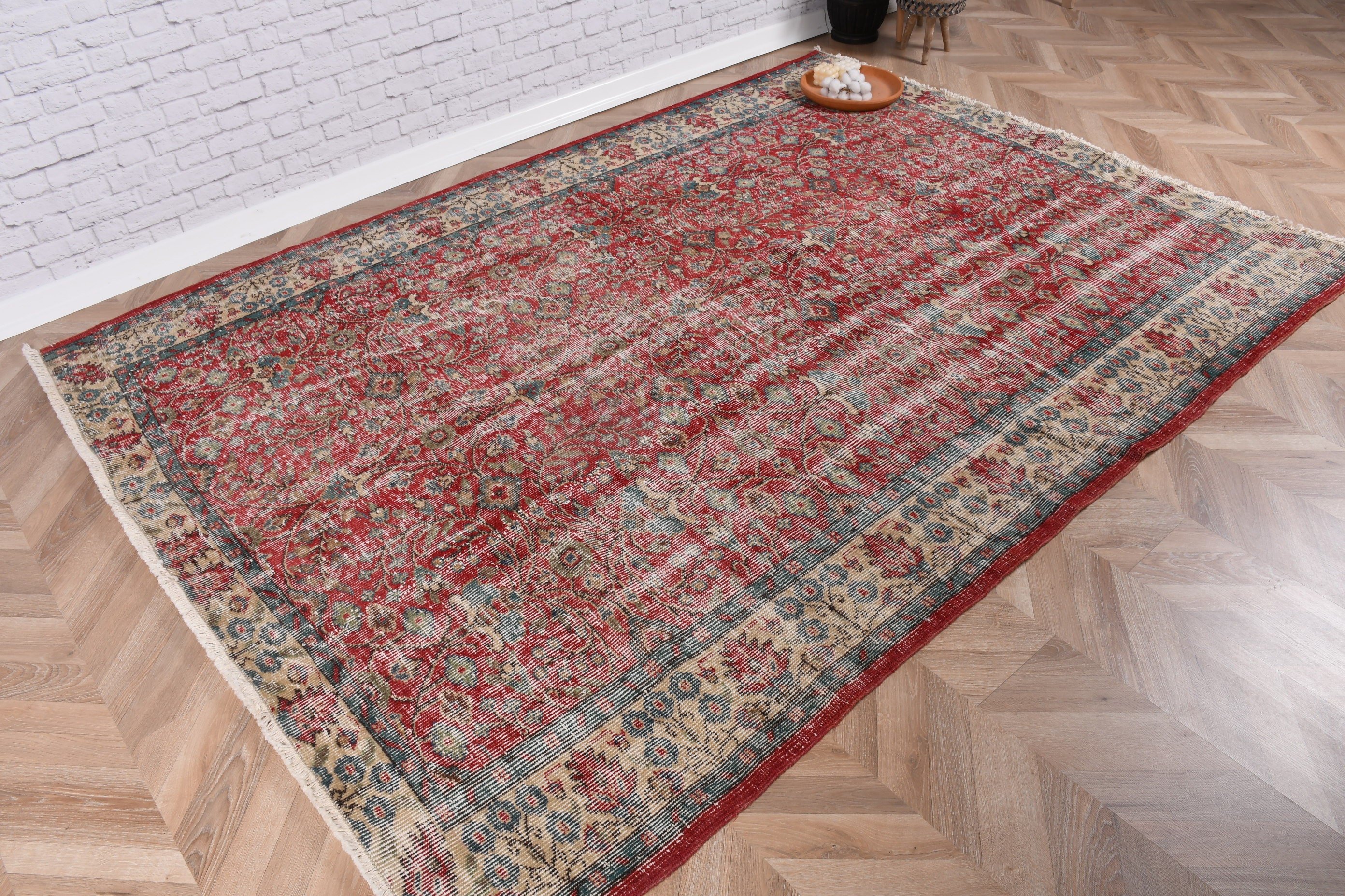 Yer Halısı, Yün Halılar, Bej Modern Halı, Vintage Halılar, Tribal Halılar, Yatak Odası Halısı, Türk Halısı, Büyük Oushak Halısı, 5.8x8 ft Büyük Halılar