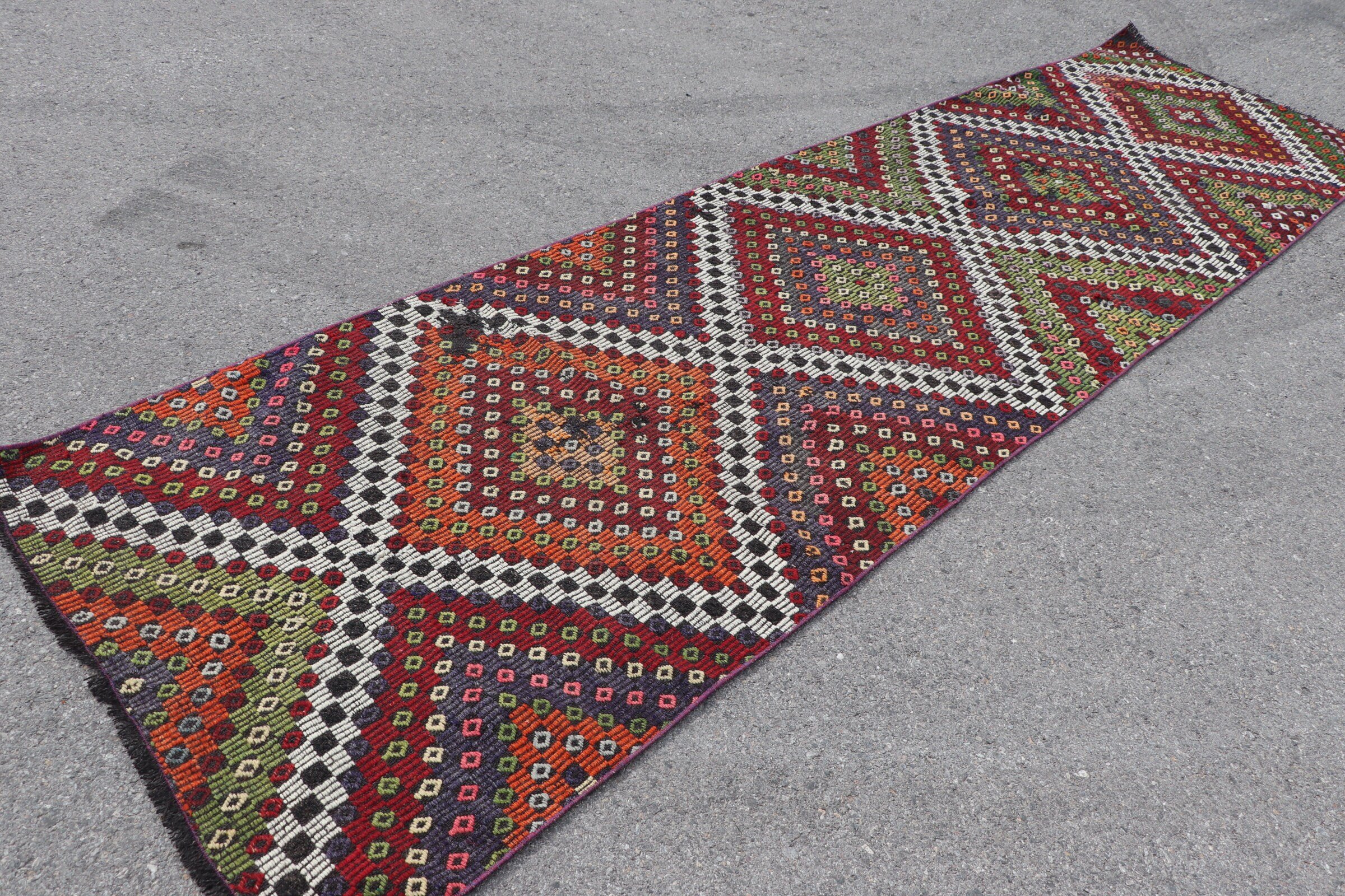 Vintage Halı, Merdiven Halıları, Kilim, Oryantal Halı, 3,5x12,6 ft Runner Halısı, Koridor Halıları, Havalı Halılar, Türk Halıları, Turuncu Ev Dekorasyonu Halısı