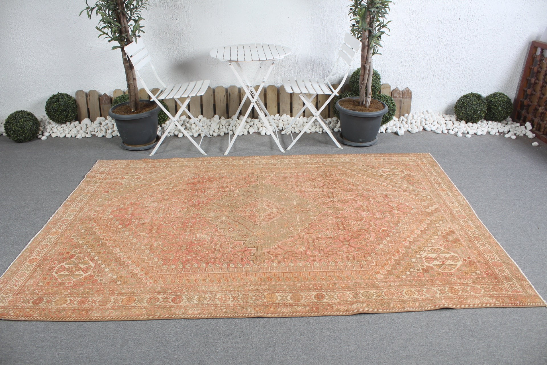 Kırmızı Oushak Halı, Oturma Odası Halısı, Ev Dekorasyonu Halısı, Türk Halısı, Yün Halılar, Büyük Yün Halılar, Vintage Halı, 5.4x8.3 ft Büyük Halı, Salon Halıları