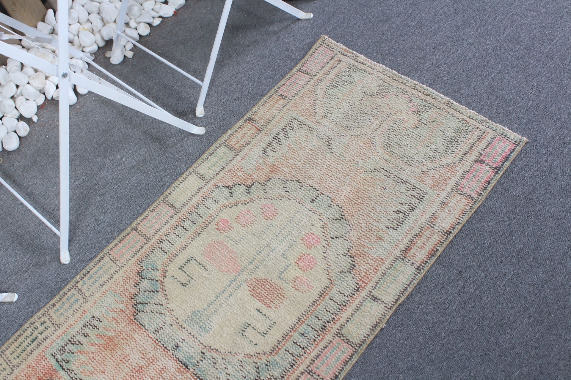 Authentic Rug, Orange Antique Rug, Vintage Rug, Moroccan Rug, Turkish Rugs, Oriental Rugs, Bedroom Rugs, Kitchen Rug, 1.9x4.2 ft Small Rug