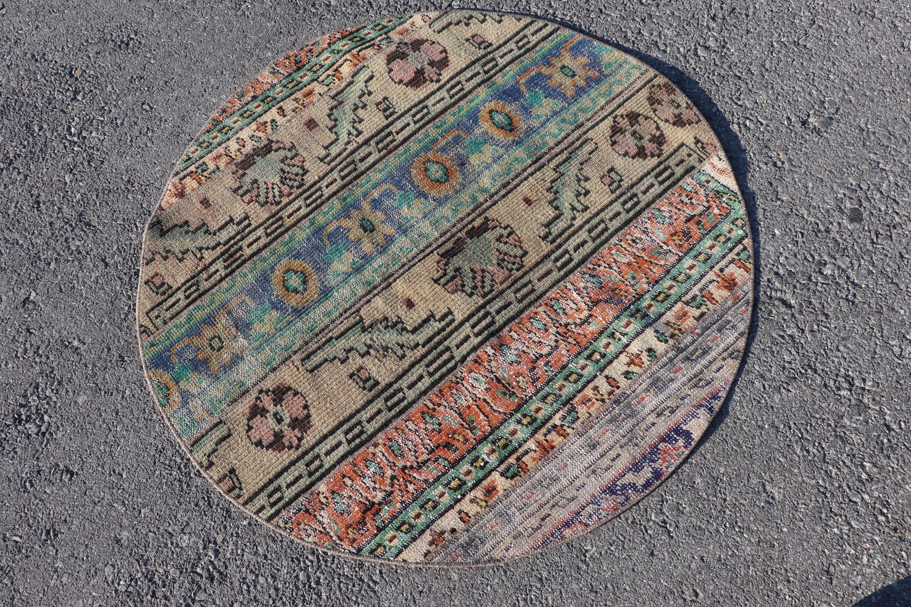 Vintage Halılar, Çocuk Halısı, Turuncu Antika Halılar, Türk Halıları, Araba Paspas Halısı, Mutfak Halıları, 3,7x3,8 ft Küçük Halı, Havalı Halı