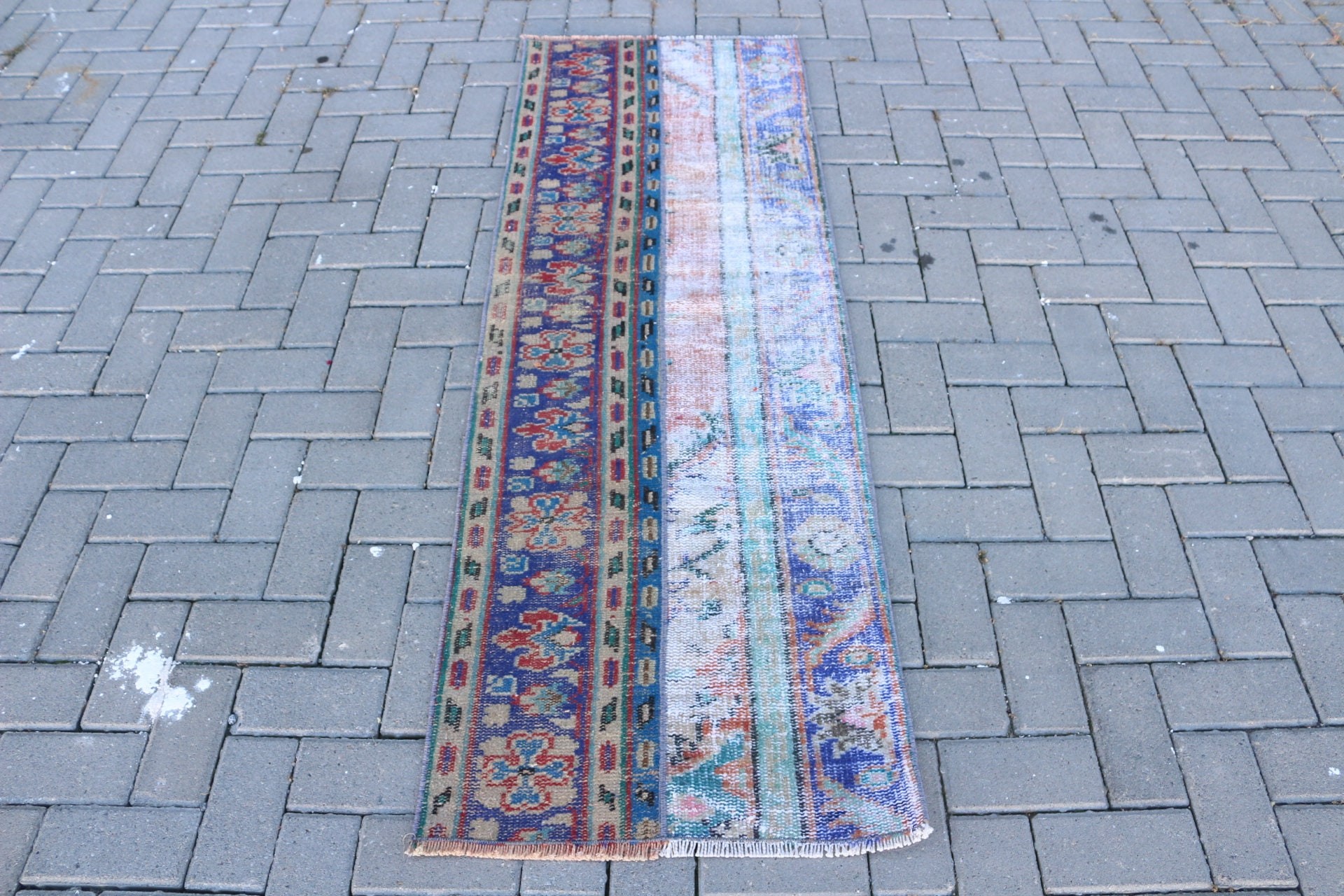 Vintage Rug, Rugs for Hallway, Blue Antique Rugs, Hallway Rug, Antique Rug, Turkish Rugs, 2x5.9 ft Runner Rug, Corridor Rugs