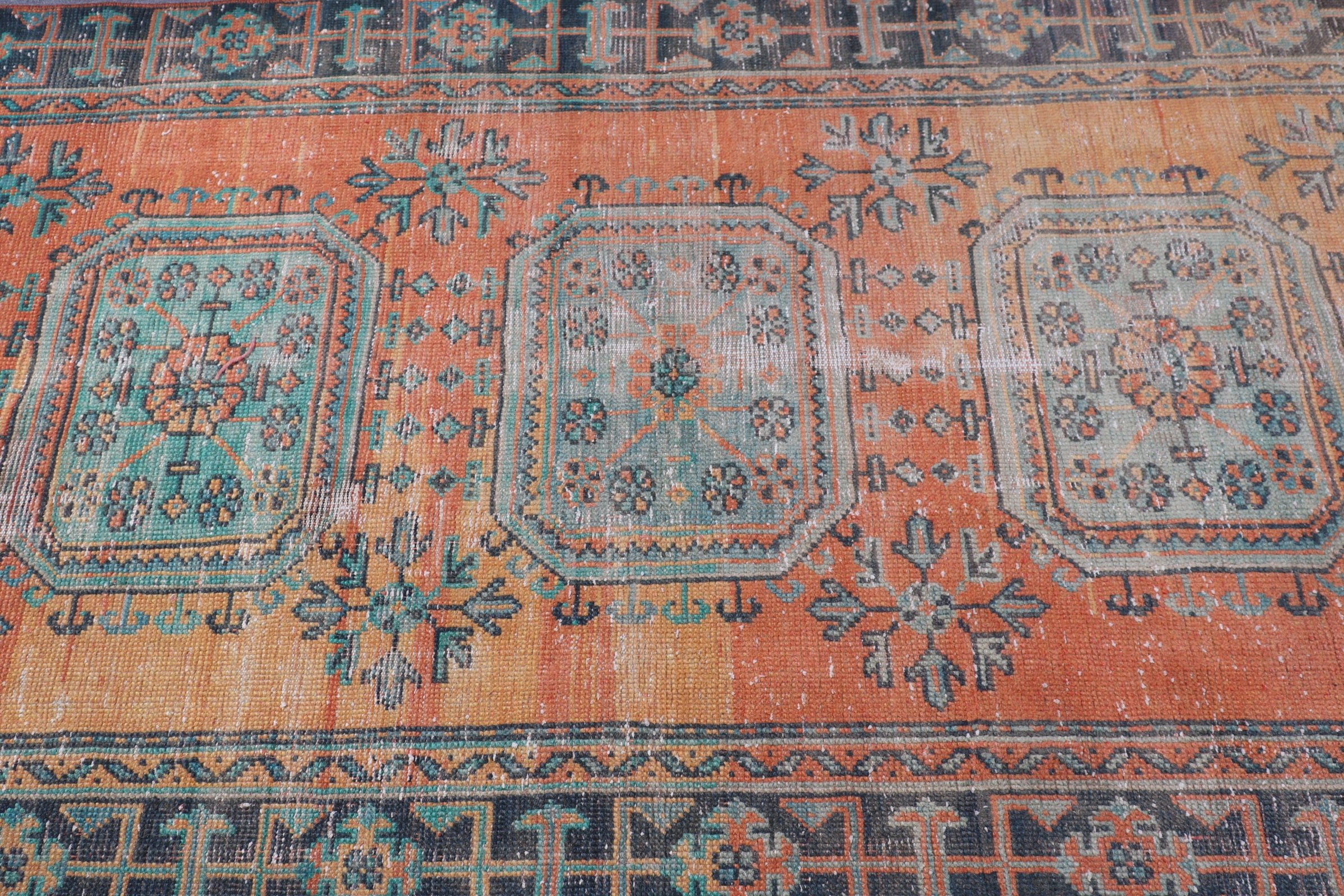 Mutfak Halısı, Anadolu Halısı, Merdiven Halısı, Vintage Halı, Türk Halısı, Oushak Halısı, 3.9x10.7 ft Runner Halısı, Koridor Halıları, Turuncu Oushak Halıları