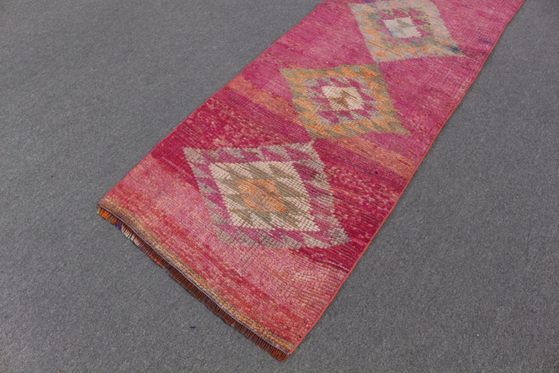 Vintage Rugs, Turkish Rug, Hallway Rug, Old Rugs, Pink Kitchen Rug, Floor Rug, Rugs for Corridor, Home Decor Rug, 2.5x9.2 ft Runner Rug