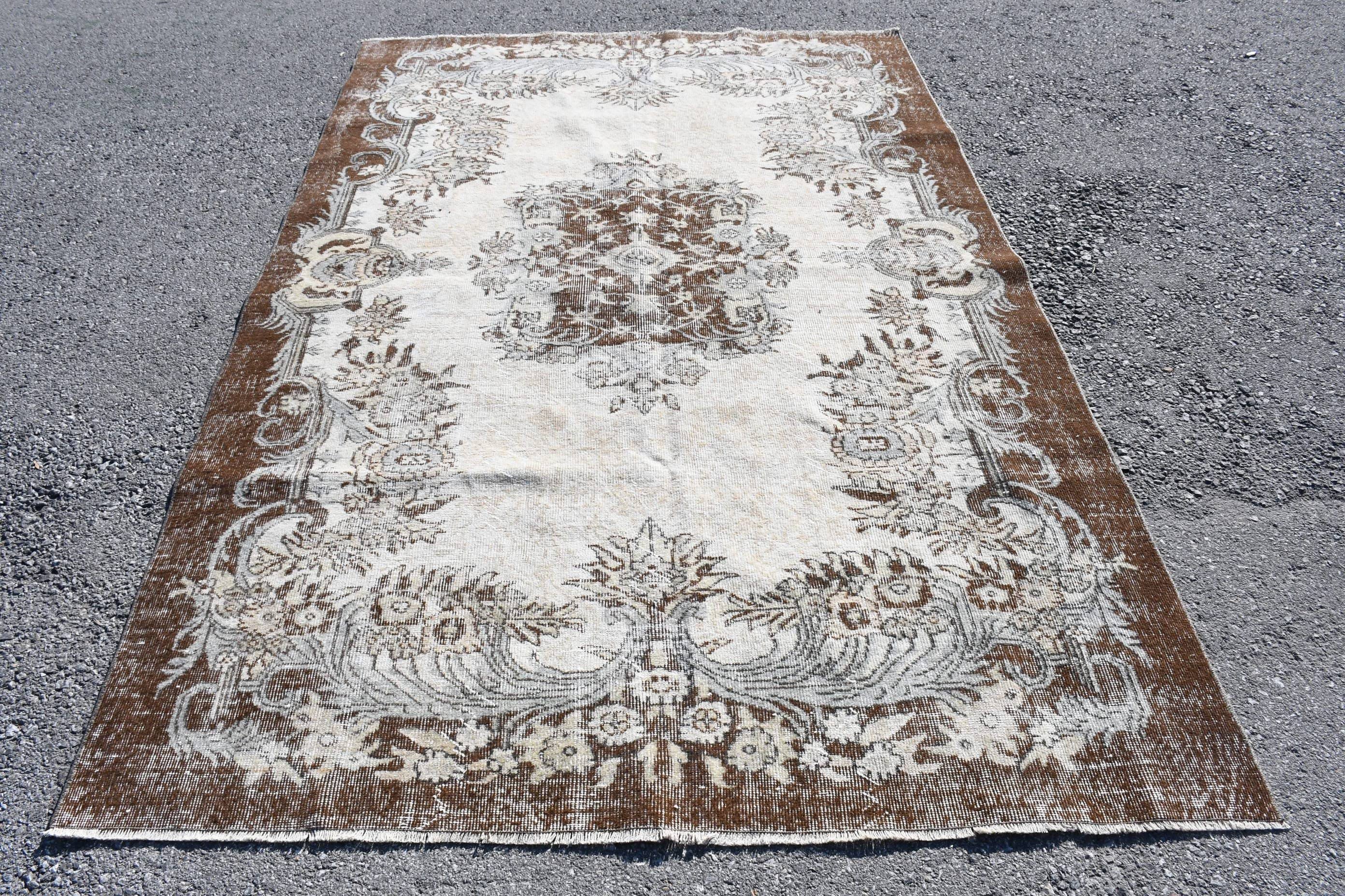 Oryantal Halı, Aztek Halısı, 5.9x9 ft Büyük Halı, Eski Halı, Oushak Halısı, Yemek Odası Halıları, Bej Yatak Odası Halısı, Türk Halısı, Salon Halısı, Vintage Halı