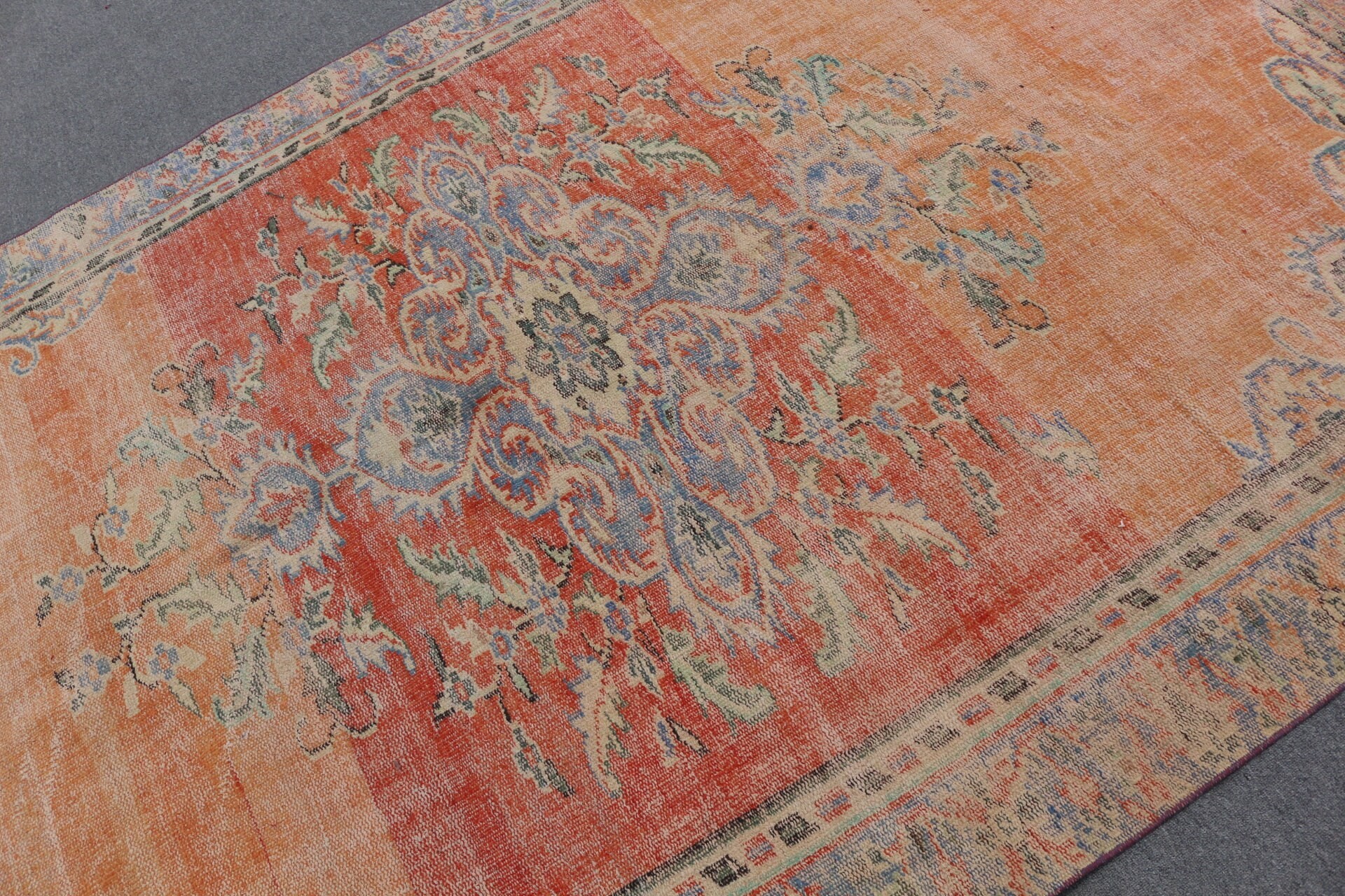 Old Rug, Bedroom Rugs, Cool Rugs, Dining Room Rugs, Turkish Rugs, Oriental Rug, Orange Anatolian Rugs, 5.8x9.8 ft Large Rug, Vintage Rug