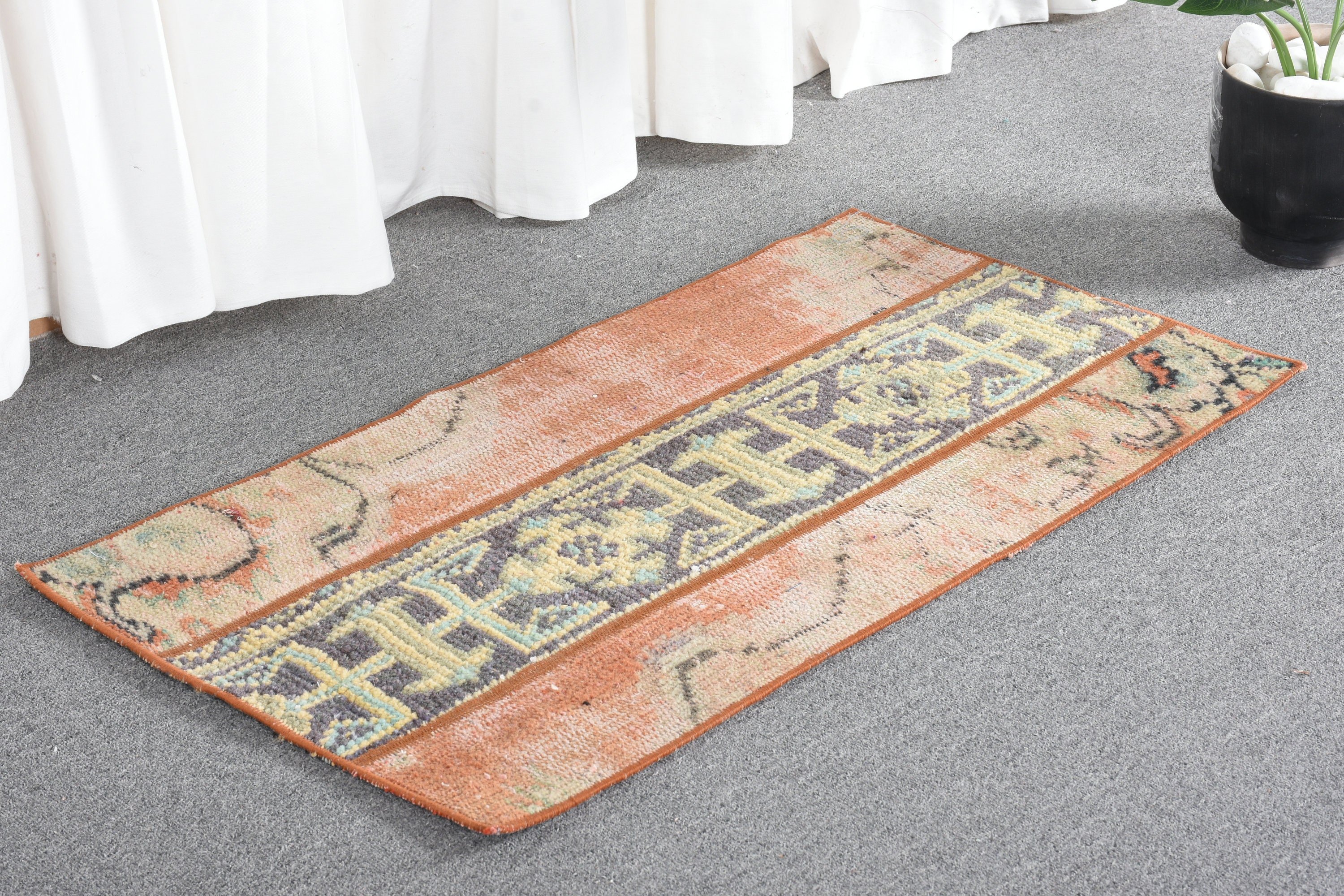 Bedroom Rug, Brown Moroccan Rug, Rugs for Bath, Wall Hanging Rug, Turkish Rug, 1.5x2.9 ft Small Rug, Antique Rugs, Entry Rugs, Vintage Rug