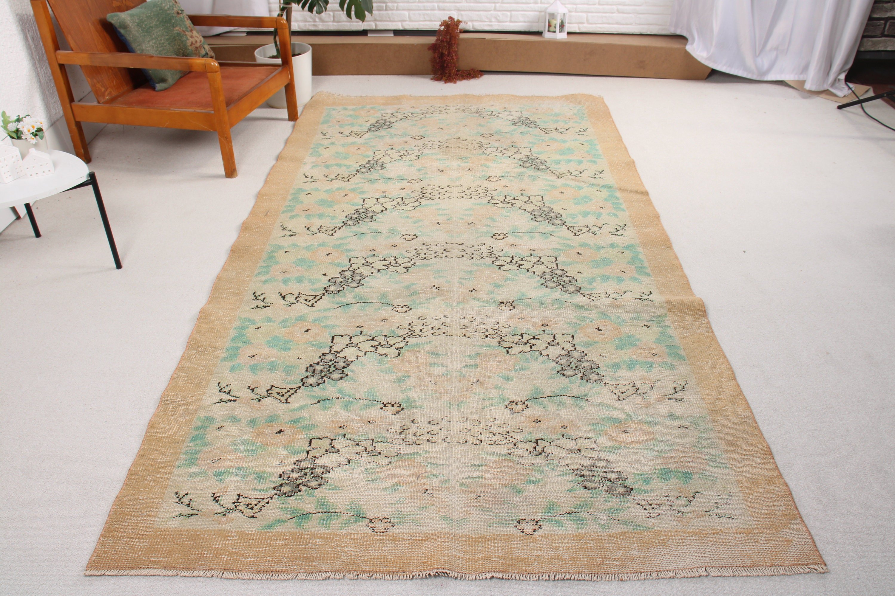 Fas Halısı, Düz Dokuma Halı, Vintage Halı, Aztek Halısı, Oturma Odası Halıları, 5.1x9 ft Büyük Halılar, Yeşil Ev Dekor Halısı, Türk Halıları, Yatak Odası Halısı