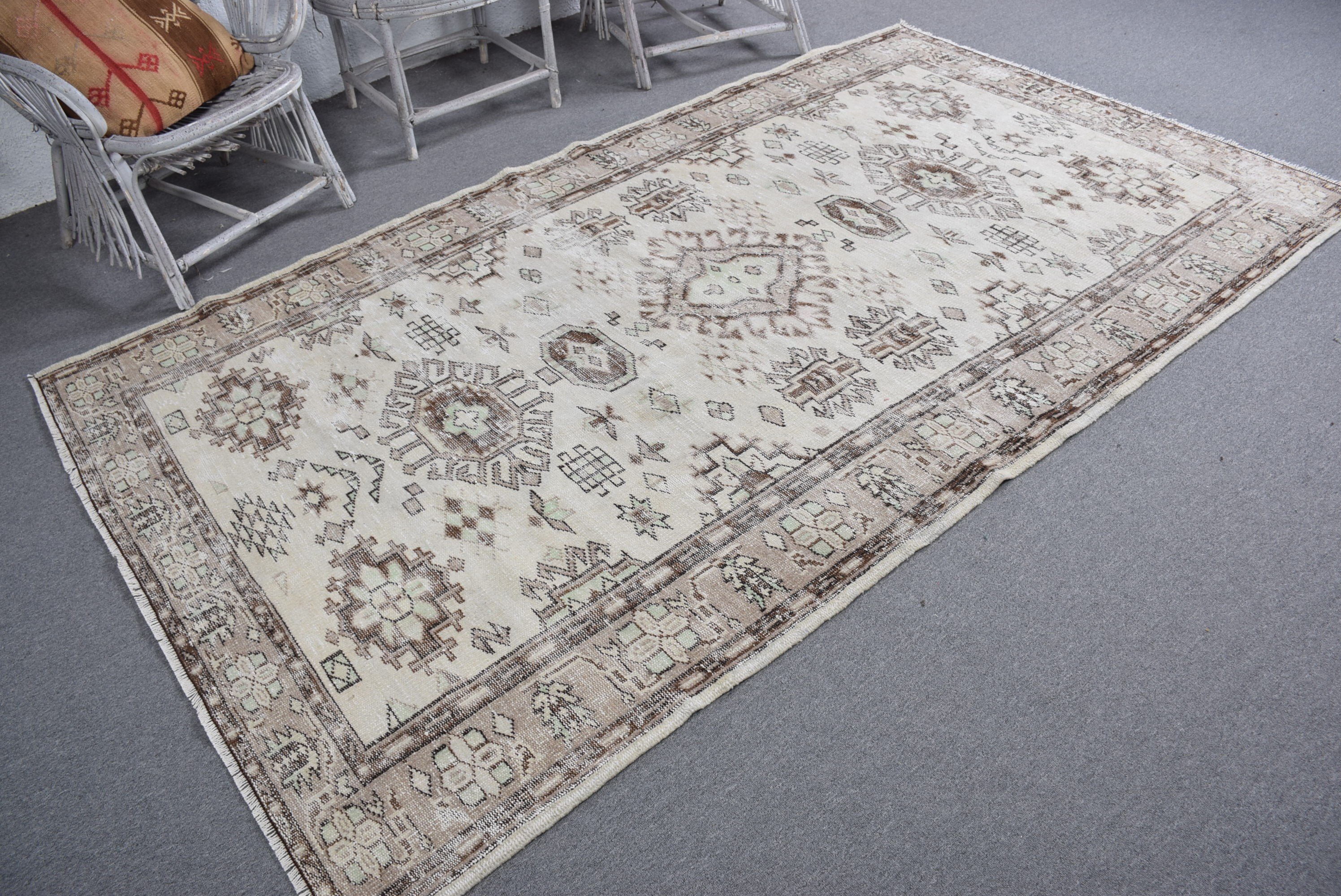 Kahverengi 5.3x9.1 ft Büyük Halı, Mutfak Halısı, Salon Halısı, Yatak Odası Halıları, Türk Halısı, Oturma Odası Halıları, Vintage Halı, Yün Halılar