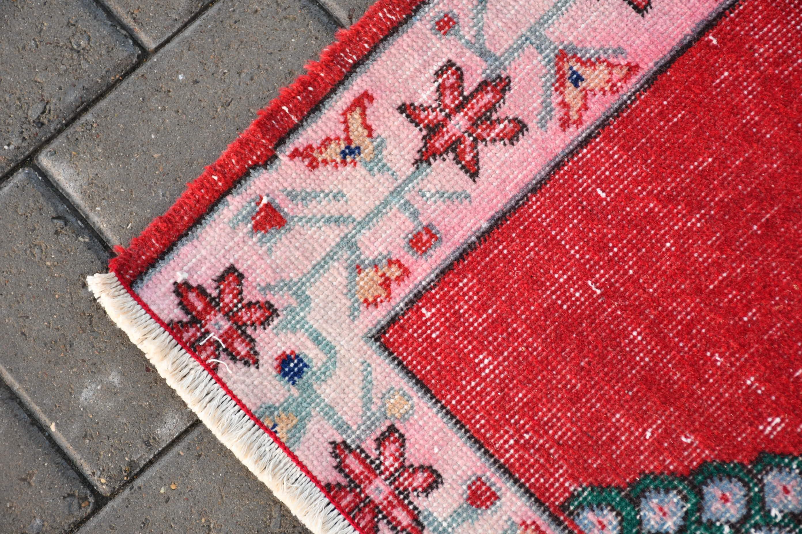 Red Bedroom Rug, Vintage Rug, 2.7x4.3 ft Small Rug, Bathroom Rug, Antique Rug, Moroccan Rugs, Turkish Rug, Rugs for Bath, Car Mat Rug