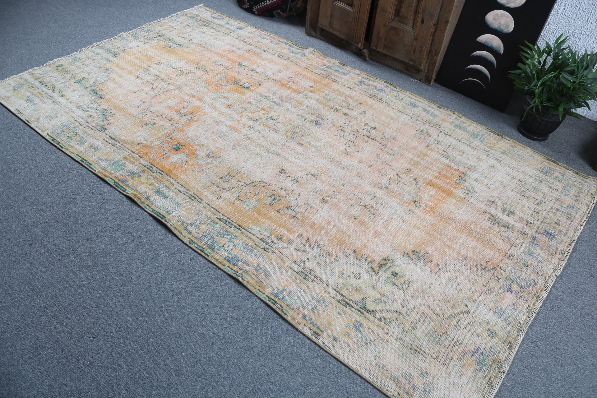 Living Room Rugs, Vintage Rugs, Luxury Rugs, Orange Bedroom Rugs, Turkish Rug, 4.9x8.2 ft Large Rugs, Large Boho Rug