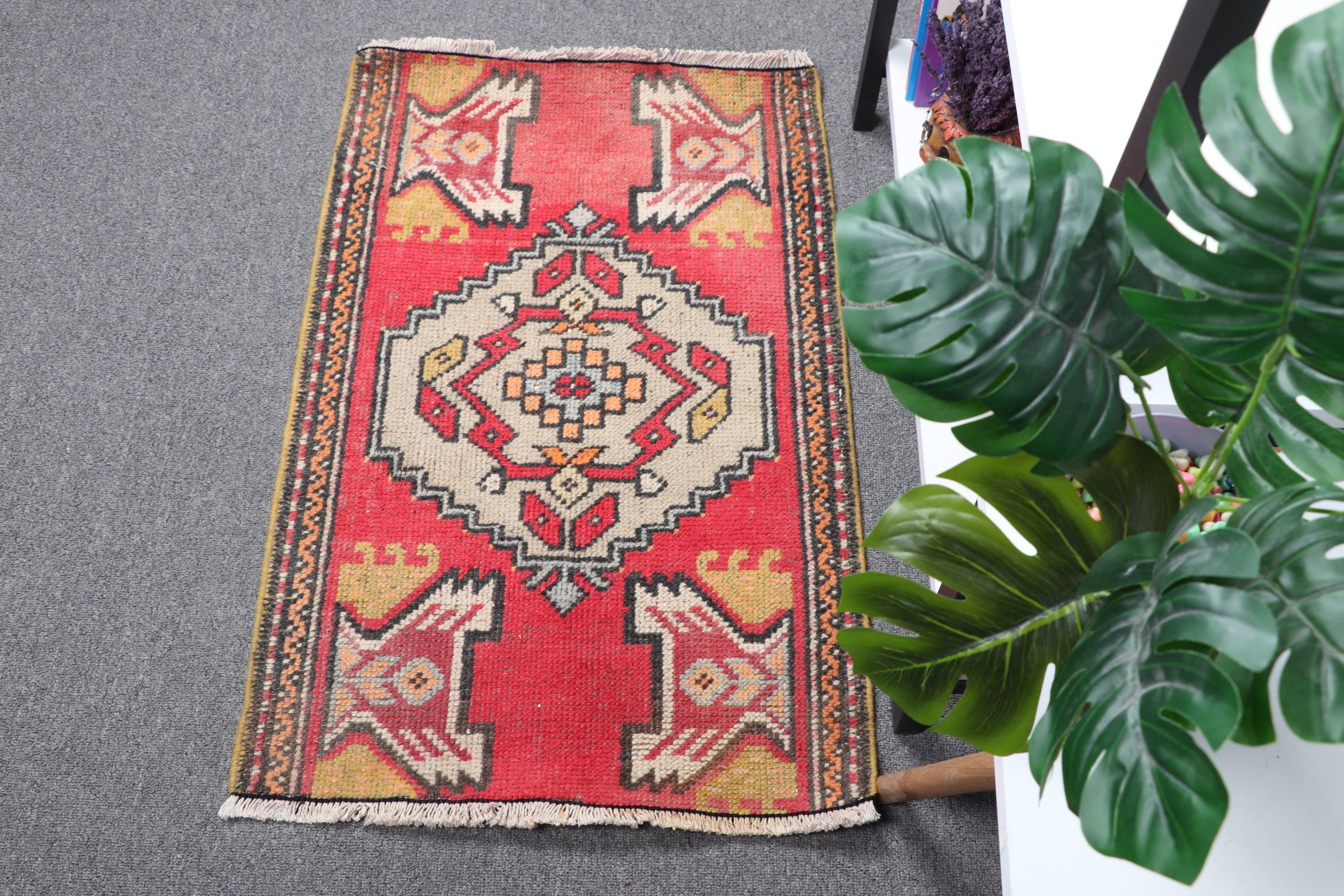 Red Home Decor Rug, Retro Rug, 1.8x2.7 ft Small Rugs, Vintage Rug, Turkish Rugs, Anatolian Rug, Kitchen Rugs, Nursery Rug, Oriental Rug