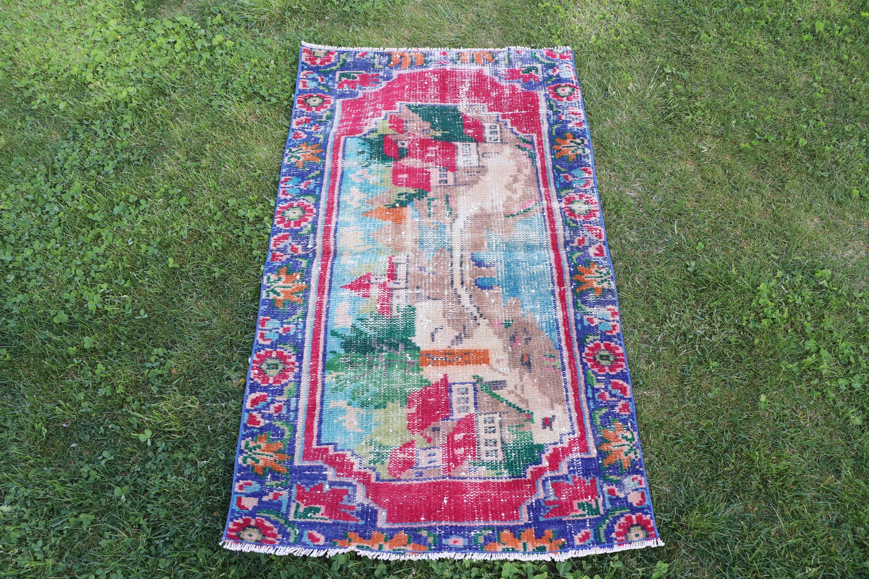 2.4x4.2 ft Küçük Halılar, Vintage Halı, Fas Halıları, Yatak Odası Halıları, Türk Halıları, Mutfak Halısı, Küçük Boho Halısı, Kırmızı Lüks Halı, Banyo Halısı