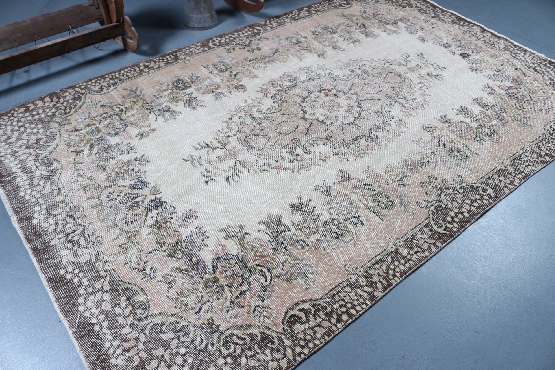 Antique Rug, Rugs for Dining Room, 5.6x8.8 ft Large Rug, Vintage Rugs, Floor Rug, Bedroom Rugs, Beige Cool Rug, Salon Rug, Turkish Rug