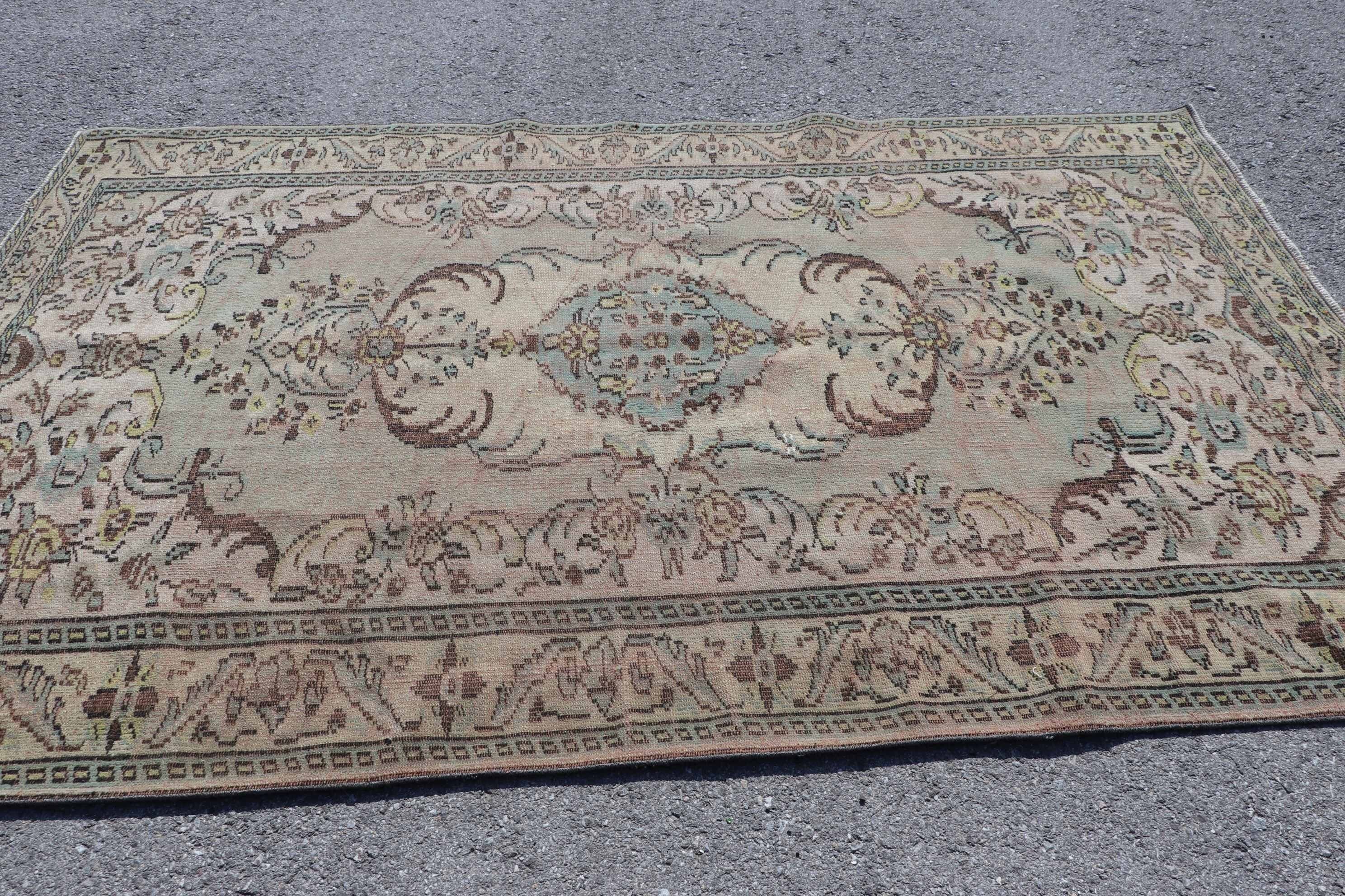 5.7x8.8 ft Large Rug, Oriental Rug, Salon Rug, Turkish Rugs, Floor Rug, Green Kitchen Rug, Rugs for Bedroom, Bedroom Rug, Vintage Rug