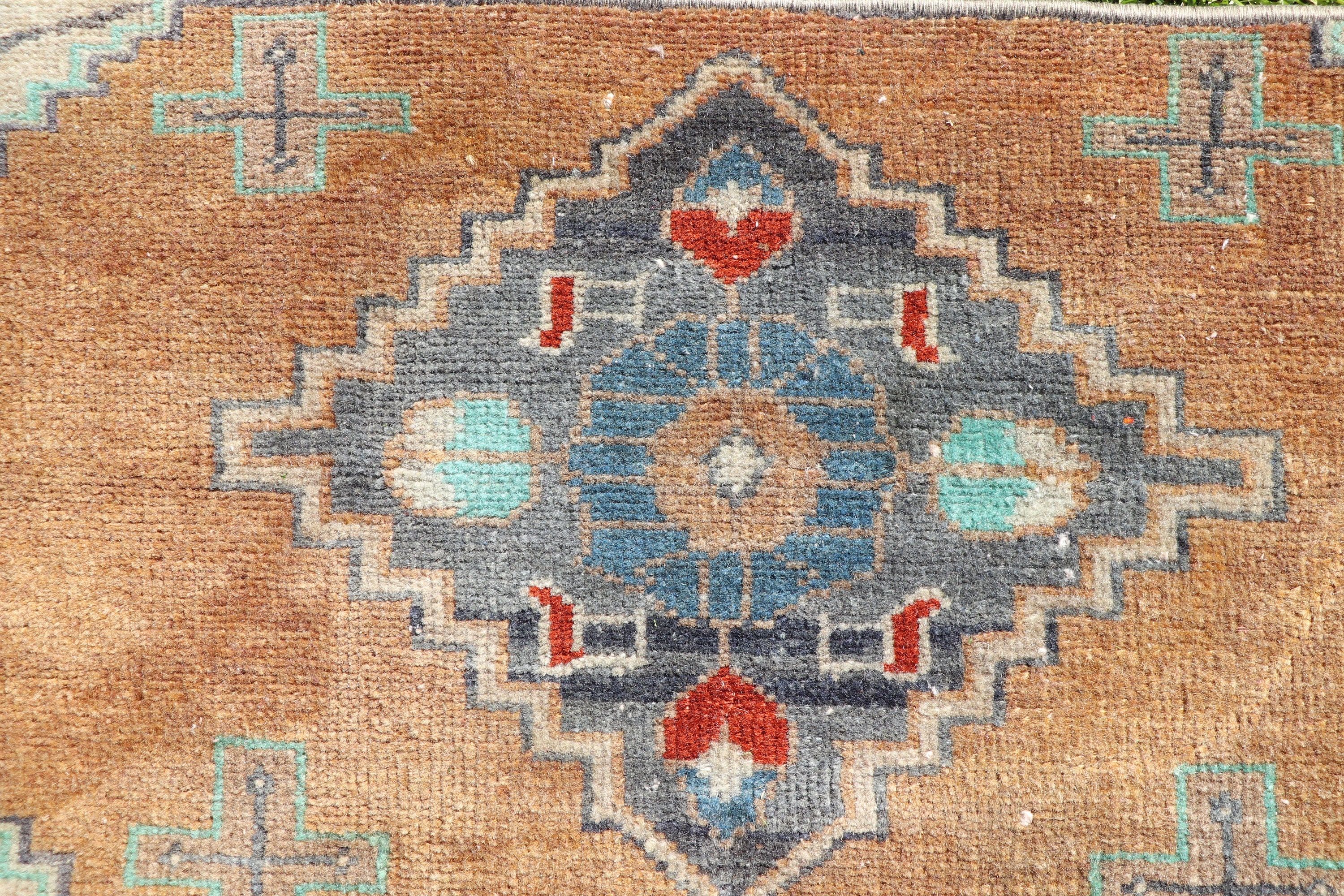 Dış Mekan Halıları, Vintage Halı, Türk Halıları, Kahverengi Lüks Halılar, Araba Paspas Halıları, 1.2x2.8 ft Küçük Halı, Antika Halılar, Boho Halılar, Küçük Vintage Halı