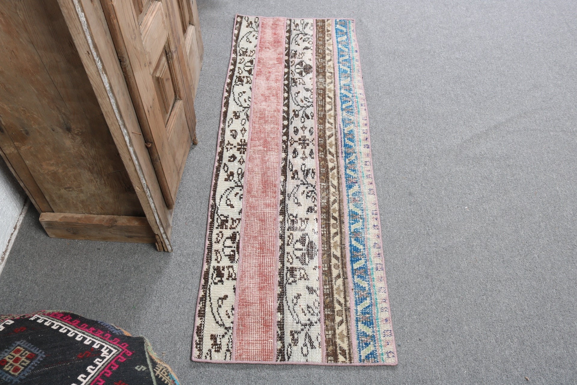 Door Mat Rugs, Boho Rugs, Vintage Rug, Bath Rugs, Beige Bedroom Rug, Turkish Rug, Flatweave Rug, 1.7x4.8 ft Small Rugs, Rugs for Bath