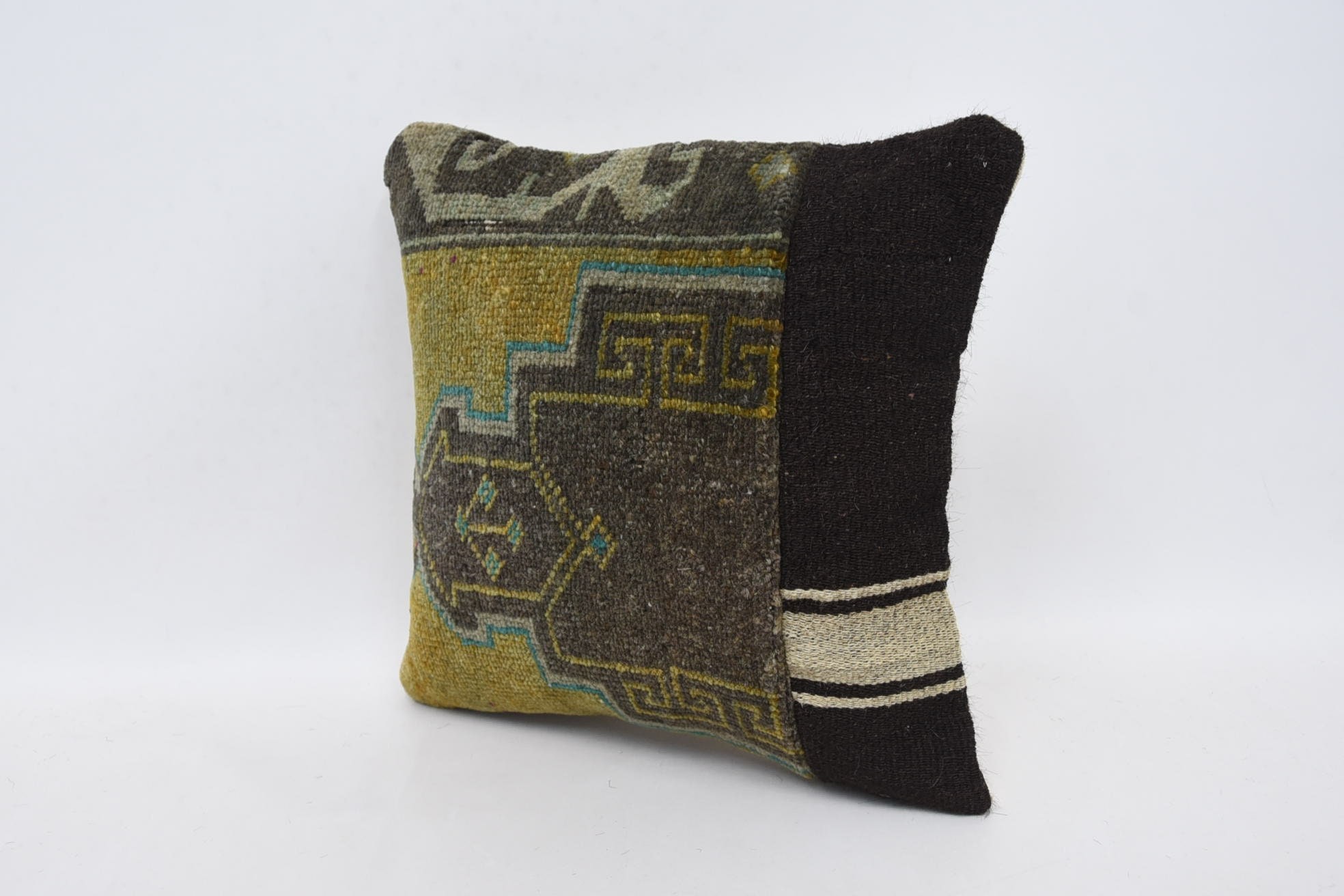 14"x14" Brown Cushion Case, Kilim Pillow Cover, Morroccon Kilim Cushion Cushion, Boho Pillow, Ethnical Kilim Rug Pillow