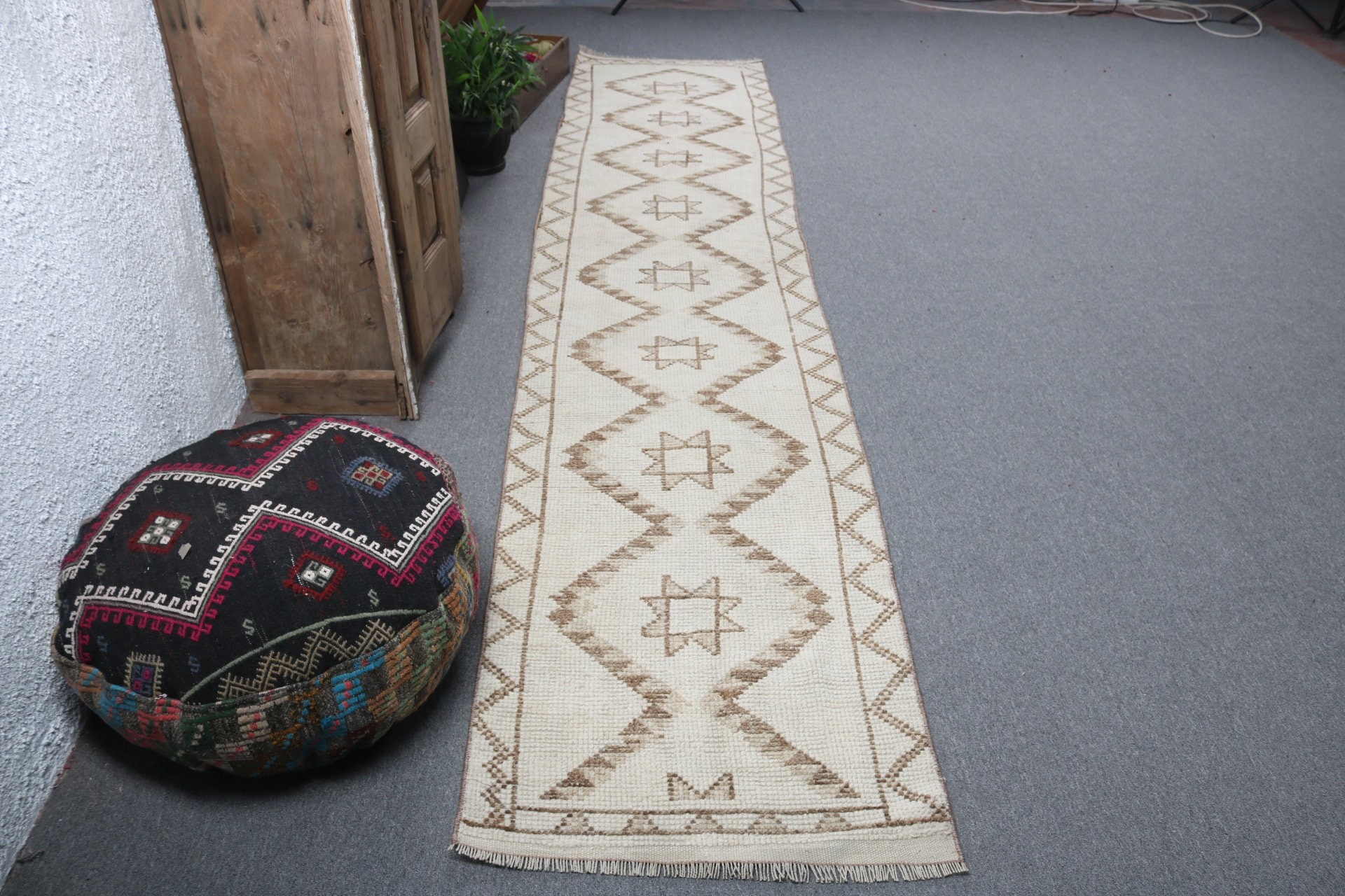 Hallway Rug, Modern Rugs, Turkish Rug, Aztec Rug, Long Runner Rug, Cool Rugs, Vintage Rugs, 2.3x12.1 ft Runner Rugs, Beige Handwoven Rugs