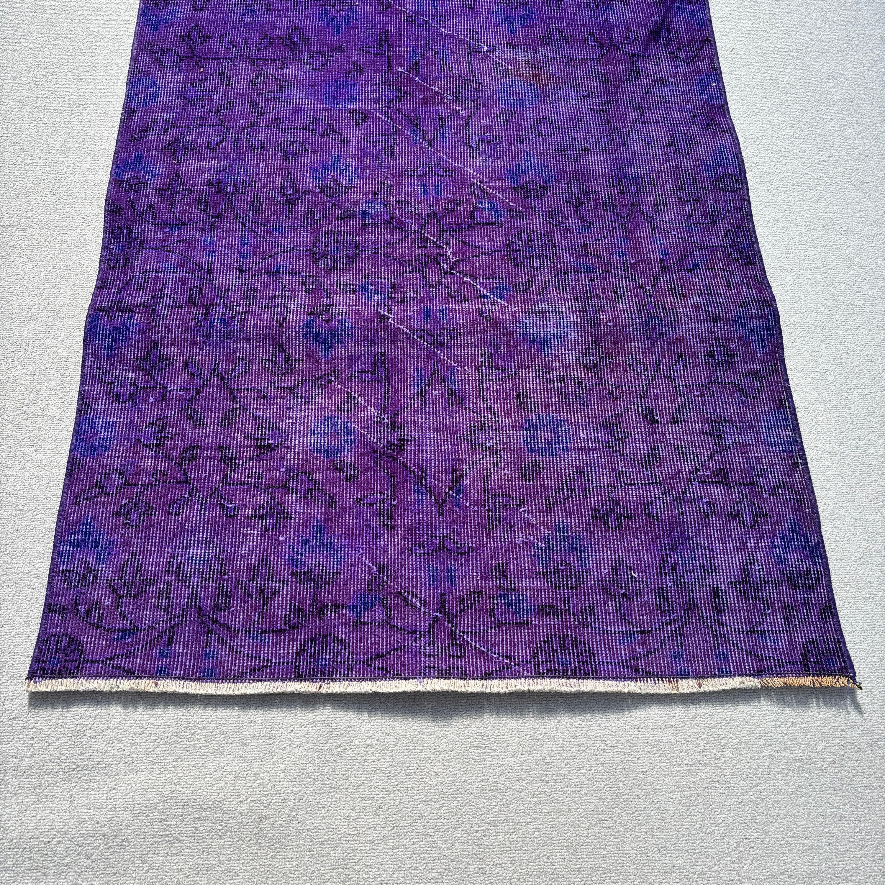 Boho Accent Halıları, 3x5.9 ft Accent Halısı, Anadolu Halıları, Vintage Halı, Mor Mutfak Halısı, Accent Halıları, Türk Halıları