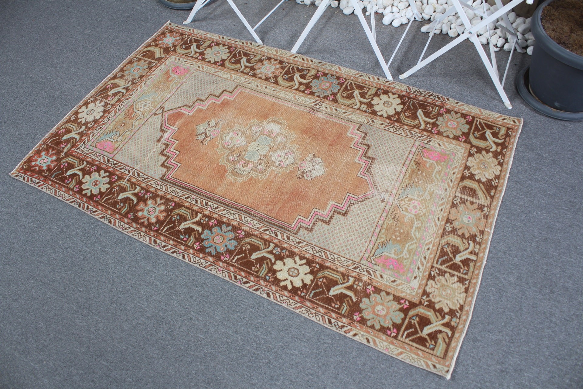 Bedroom Rug, Vintage Rug, Muted Rug, 3.3x5.2 ft Accent Rugs, Kitchen Rugs, Brown Anatolian Rug, Turkish Rug, Nursery Rug