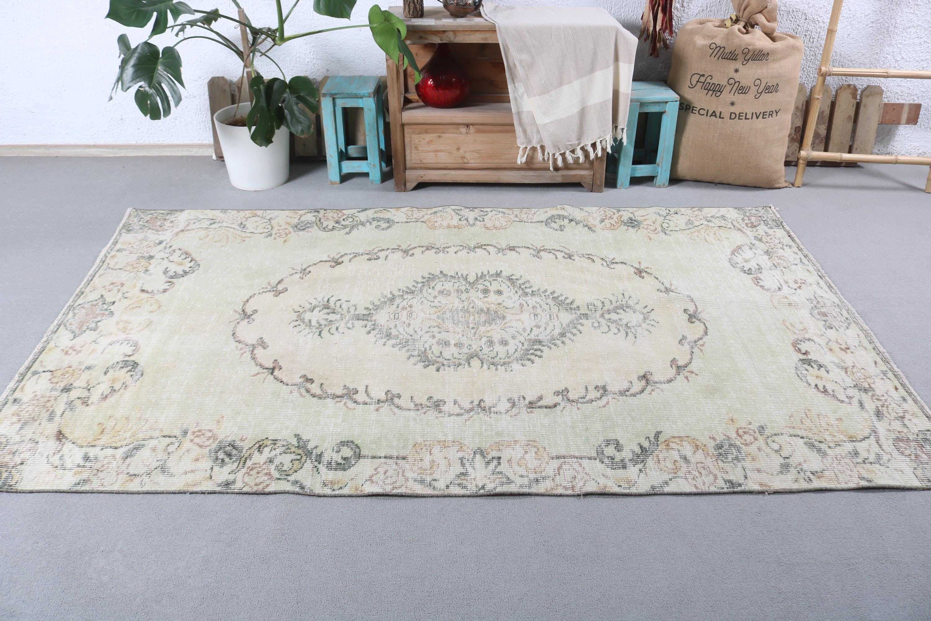 4.6x7.8 ft Area Rugs, Oriental Rugs, Wool Rugs, Vintage Rug, Beige Modern Rugs, Bedroom Rug, Vintage Area Rug, Luxury Rug, Turkish Rugs