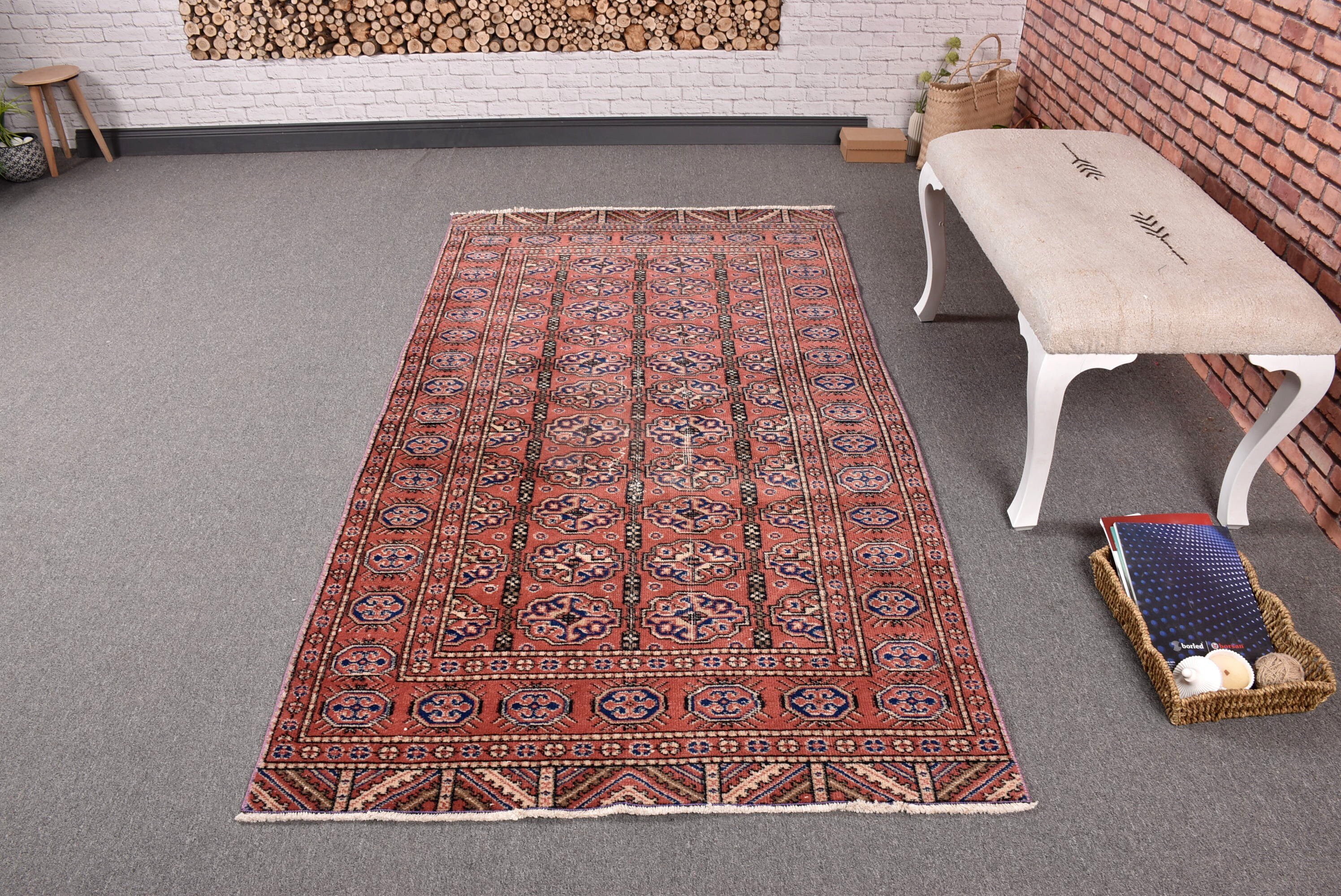 Handwoven Rugs, Turkish Rug, Vintage Area Rug, 3.6x6.9 ft Area Rugs, Neutral Rug, Red Luxury Rugs, Cool Rugs, Bedroom Rug, Vintage Rug