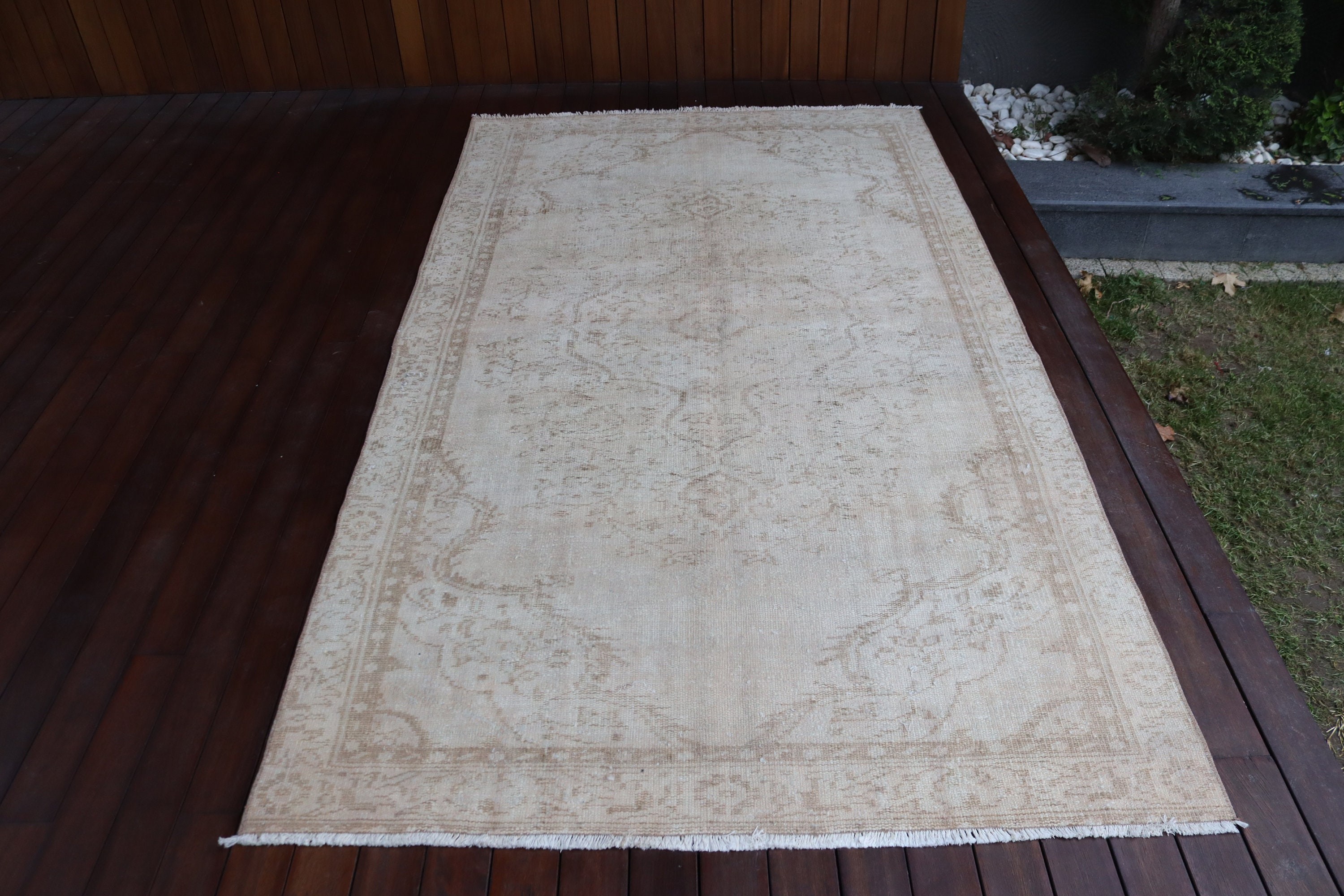 Nursery Rug, 4.6x8.2 ft Area Rug, Neutral Rugs, Floor Rugs, Turkish Rugs, Beige Oushak Rug, Rugs for Bedroom, Oushak Rugs, Vintage Rug