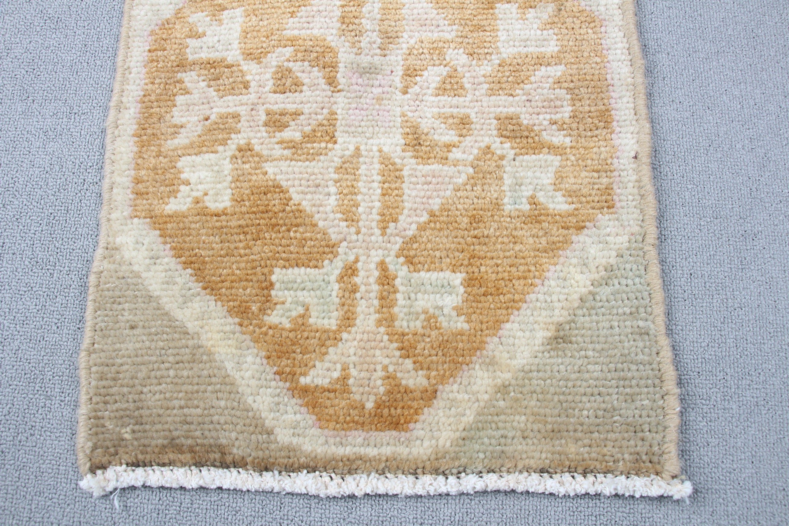 Wall Hanging Rug, 1.2x3.2 ft Small Rug, Floor Rug, Door Mat Rug, Oriental Rugs, Vintage Rug, Beige Kitchen Rug, Tribal Rug, Turkish Rug