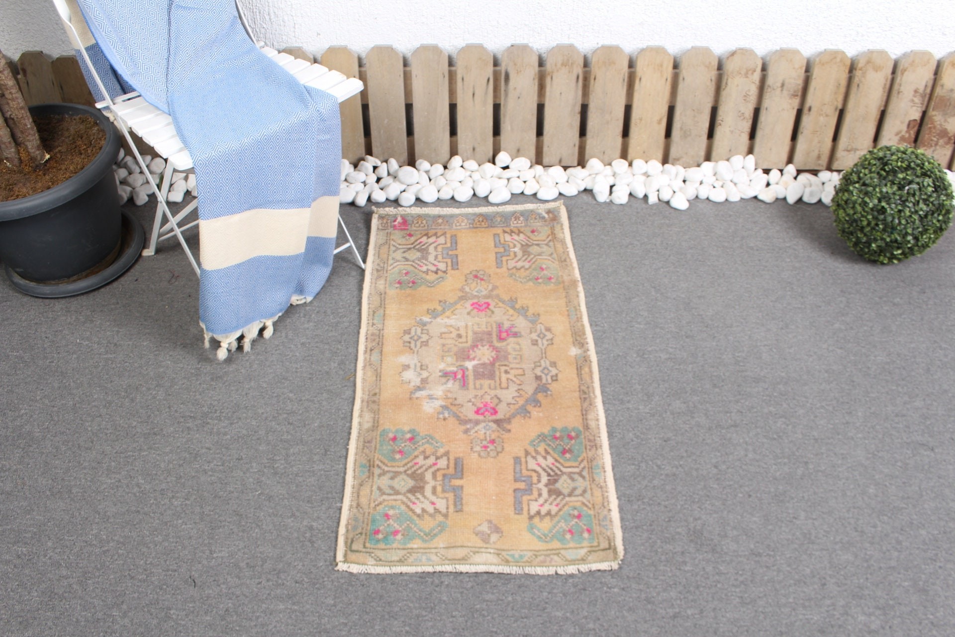 Doğal Halı, Vintage Halı, Türk Halıları, Yer Halıları, Ev Dekorasyonu Halısı, Mutfak Halıları, Kapı Paspası Halıları, 1.6x3.1 ft Küçük Halı, Bej Ev Dekorasyonu Halısı