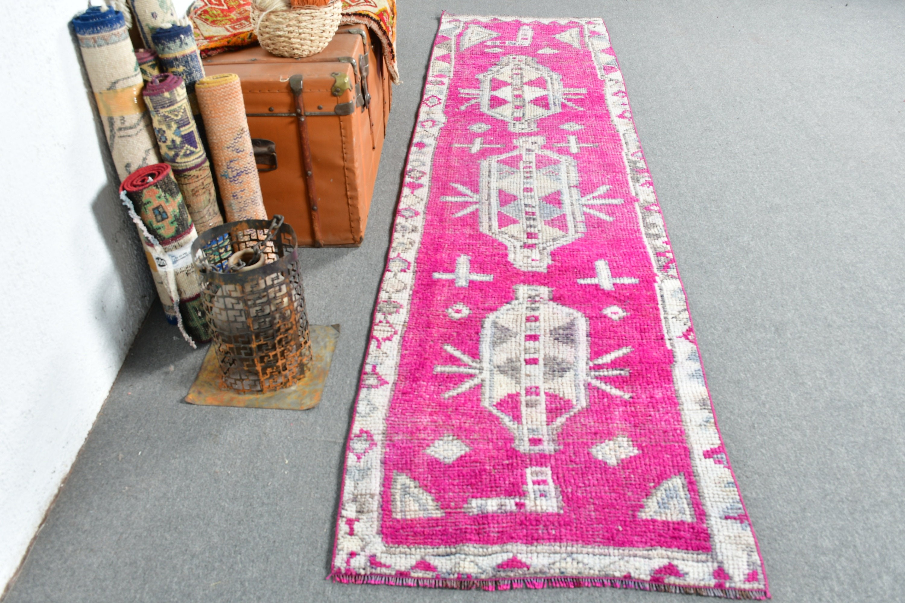 Purple  2.5x9.9 ft Runner Rugs, Oriental Rugs, Vintage Rug, Outdoor Rug, Kitchen Rug, Rugs for Hallway, Turkish Rug, Floor Rug