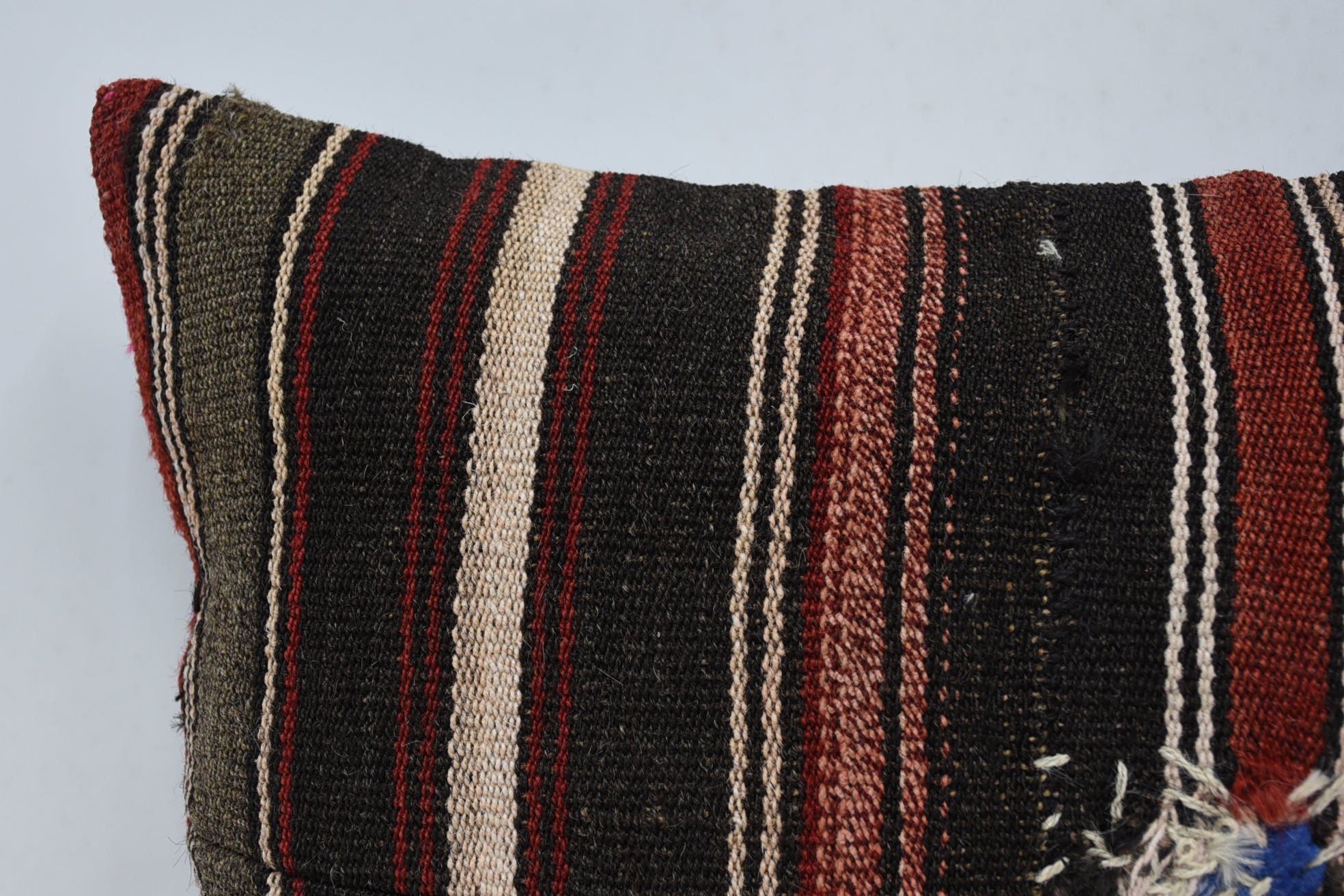 Nautical Throw Cushion, Antique Pillows, Boho Pillow Sham Cover, Muted Cushion Case, Kilim Cushion Sham, 16"x24" Brown Pillow