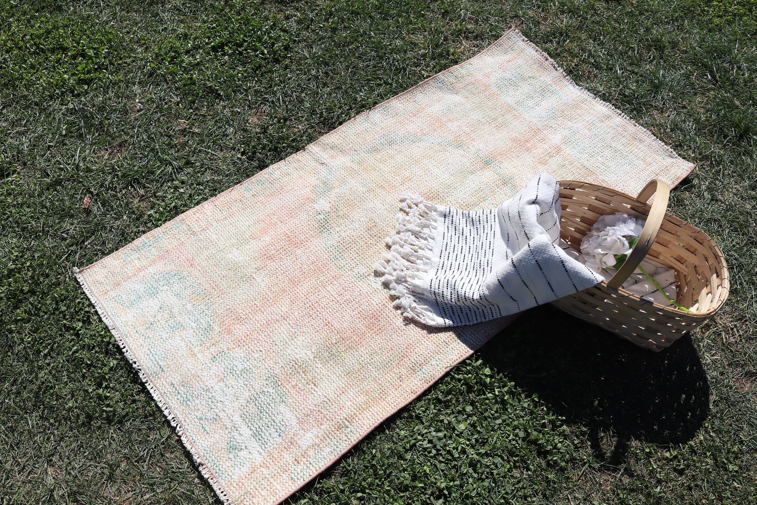 Turkish Rugs, Anatolian Rug, Small Vintage Rug, Small Boho Rugs, Orange Home Decor Rug, Vintage Rugs, 2.2x4.4 ft Small Rugs, Flatweave Rugs