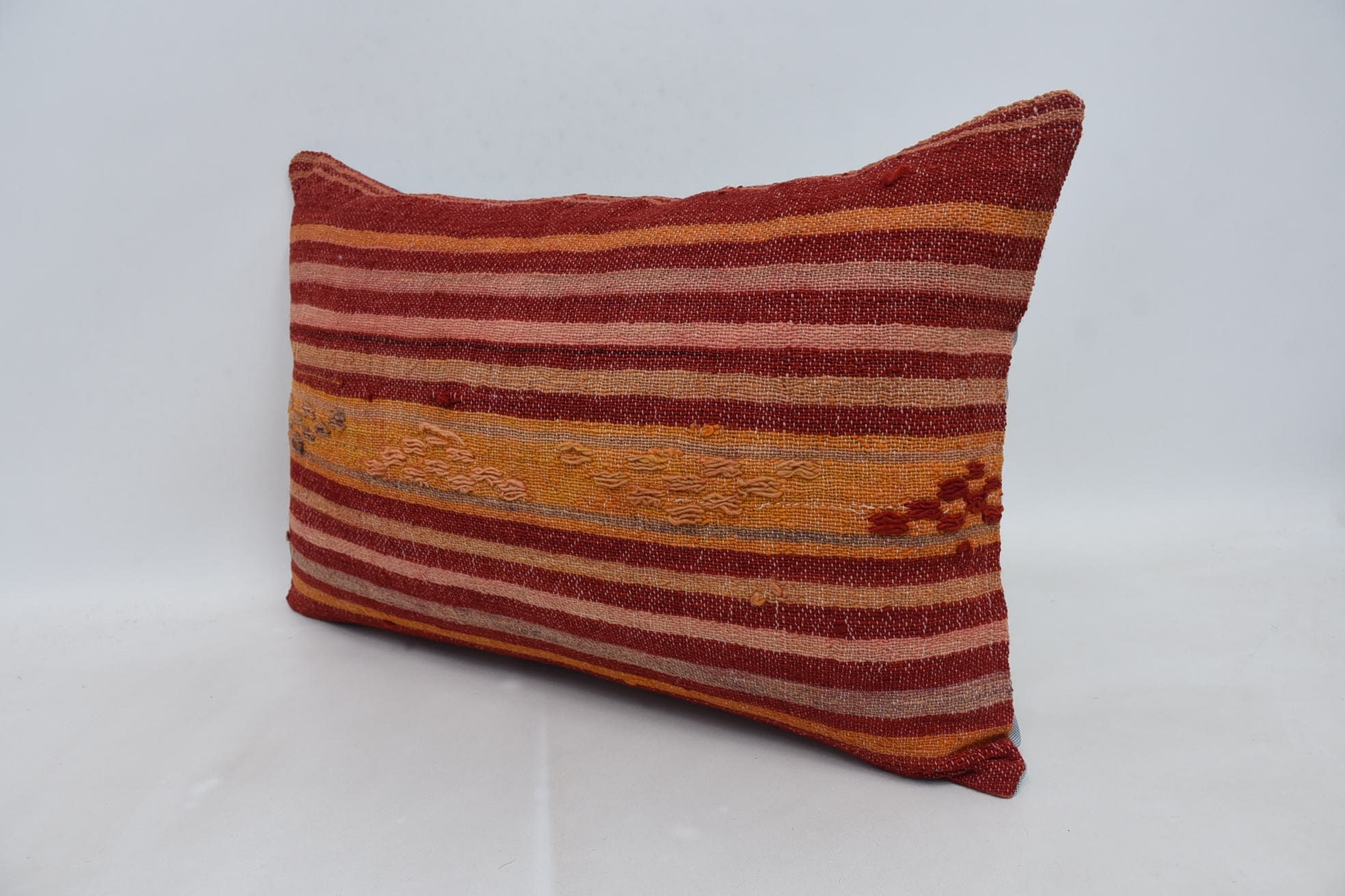 Boho Pillow Sham Cover, 16"x24" Red Cushion Case, Shabby Chic Cushion Cover, Vintage Kilim Pillow, Turkish Pillow, Luxury Pillow Case