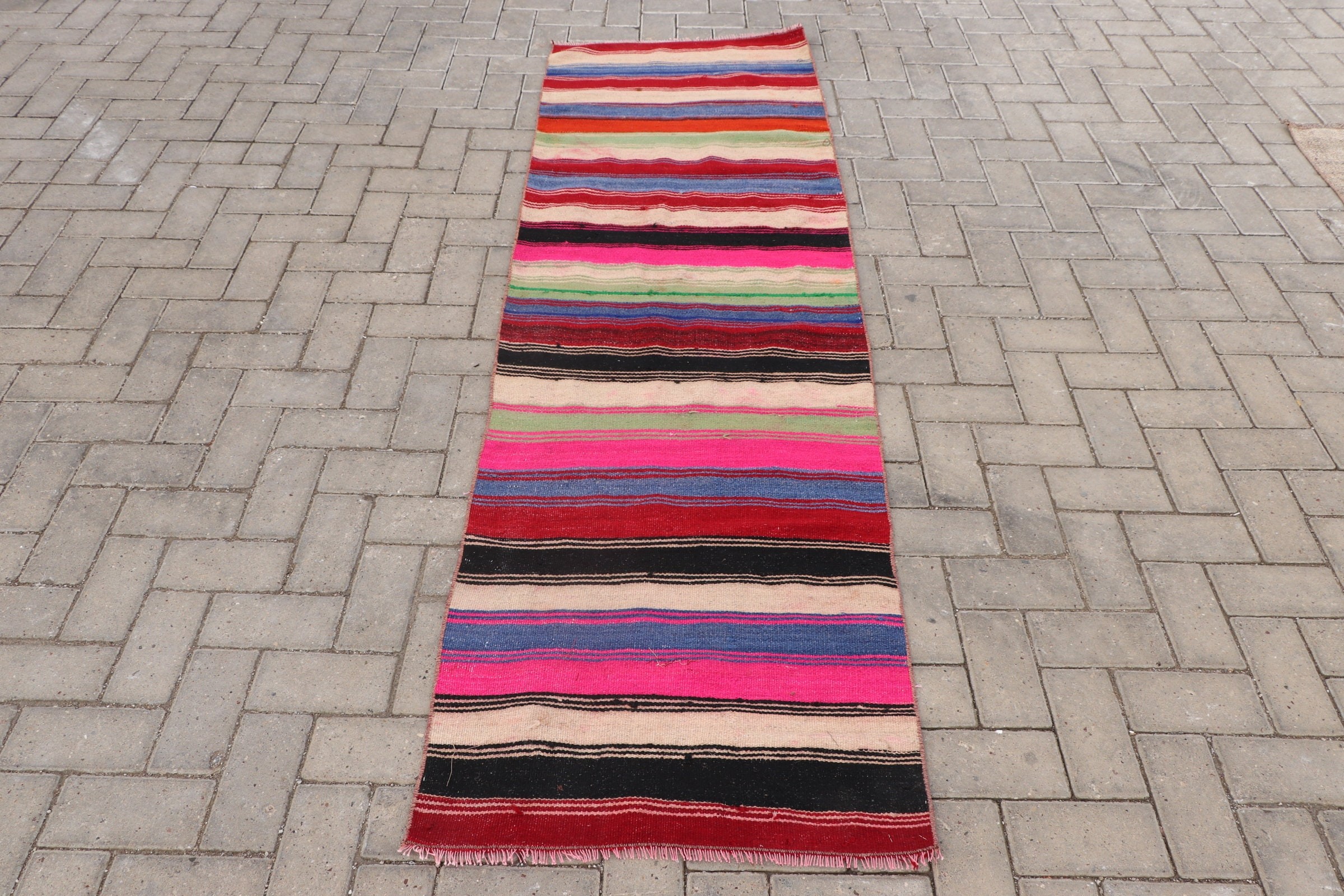 Vintage Rug, Stair Rugs, Pink Oushak Rug, Kilim, Corridor Rugs, 2.2x7.5 ft Runner Rug, Hand Woven Rugs, Cool Rugs, Turkish Rug, Oushak Rug