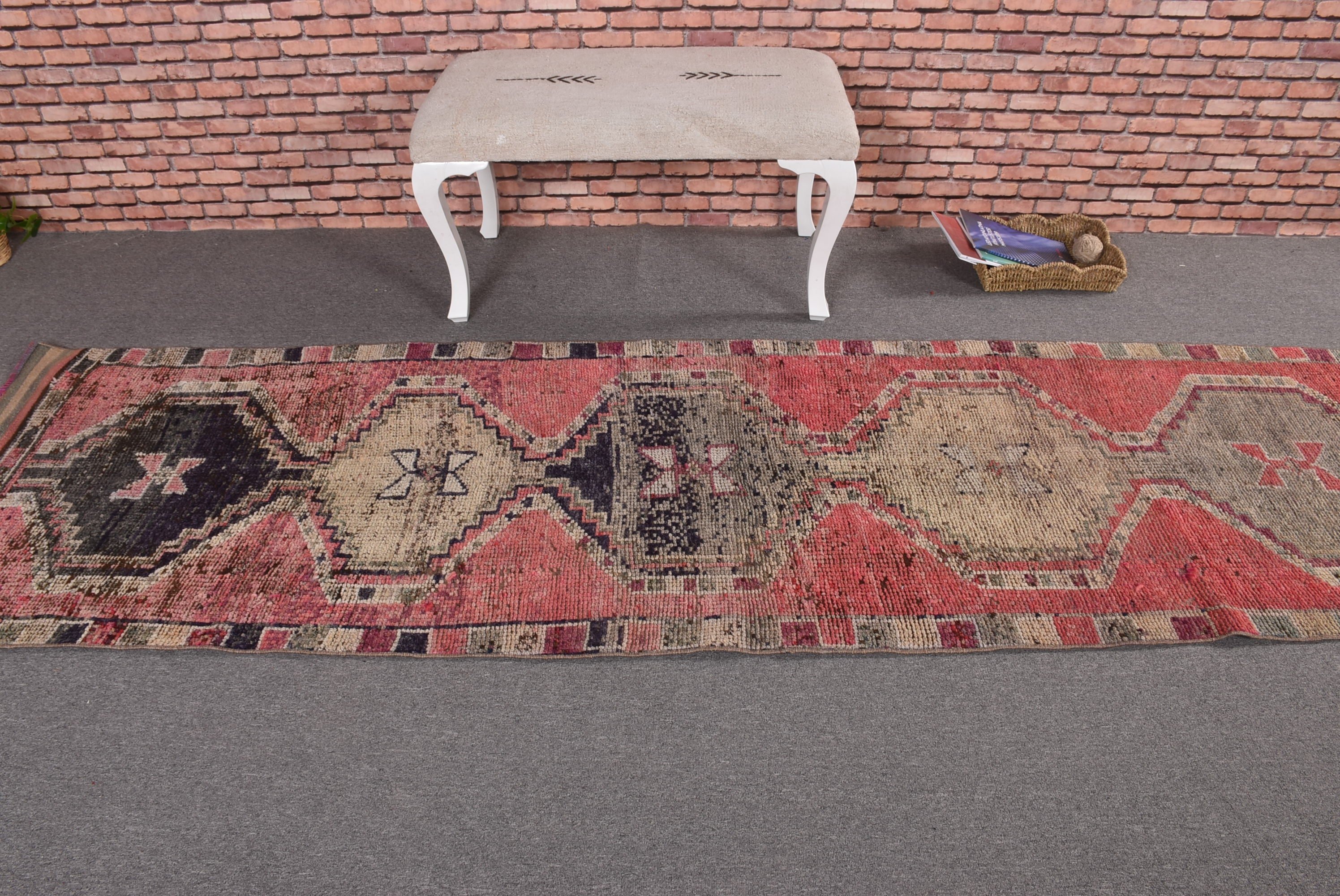 Red Anatolian Rug, Vintage Rugs, Hallway Rugs, Turkish Rug, Tribal Rug, Corridor Rugs, Oriental Rug, 2.8x10.4 ft Runner Rugs, Statement Rug