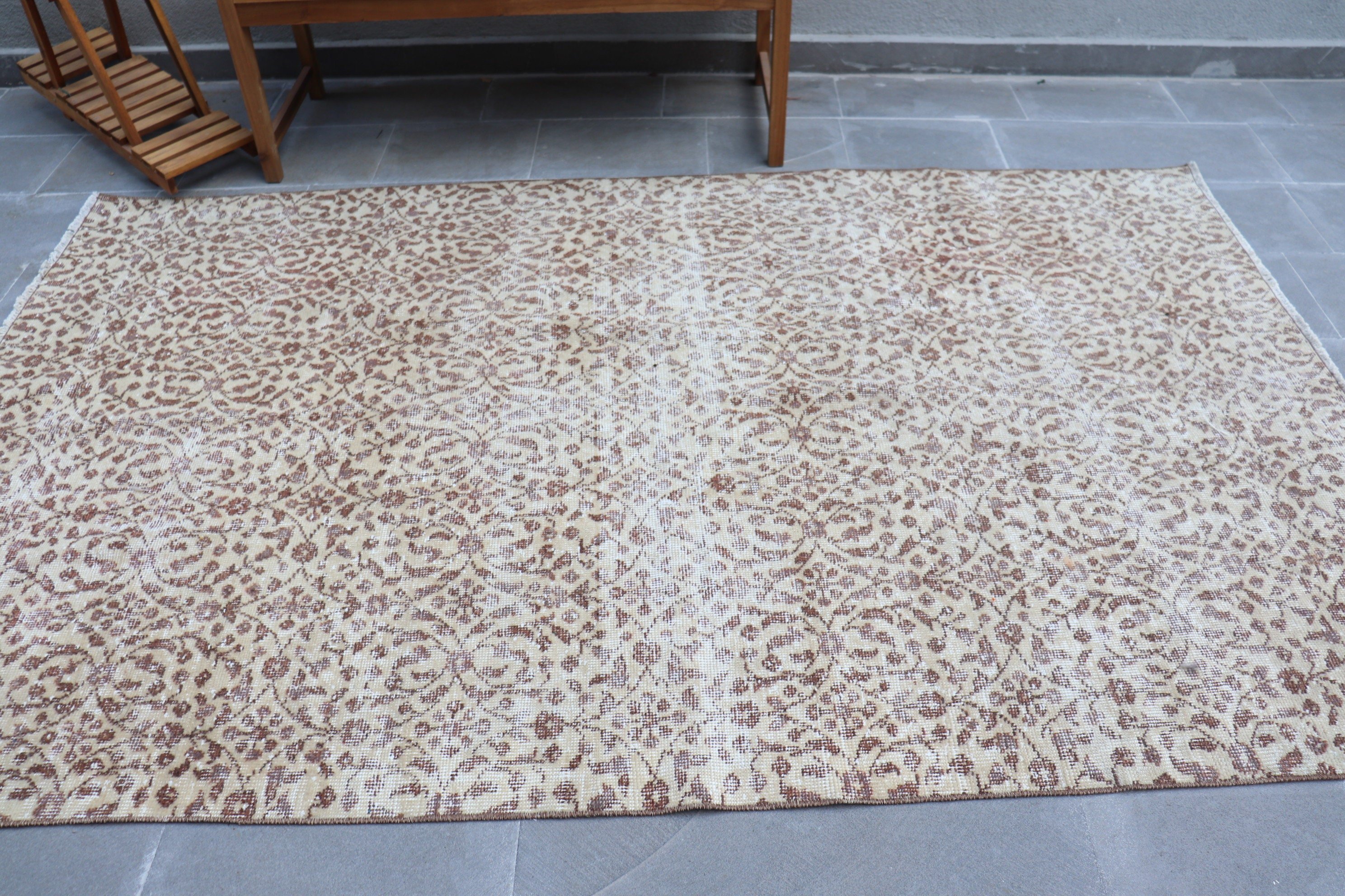Living Room Rug, Rugs for Dining Room, Vintage Rug, Beige Bedroom Rugs, Antique Rugs, 5.2x8.6 ft Large Rug, Floor Rugs, Turkish Rugs