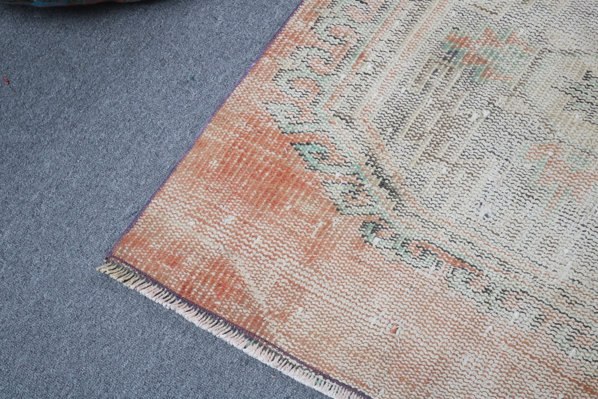 Beni Ourain Runner Rug, Boho Rug, Turkish Rugs, Vintage Rugs, 2.5x9.8 ft Runner Rugs, Flatweave Rugs, Hallway Rugs, Orange Kitchen Rugs